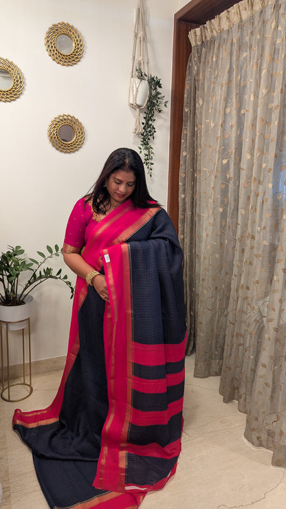 Semi Mysore Silk with Contrast Border