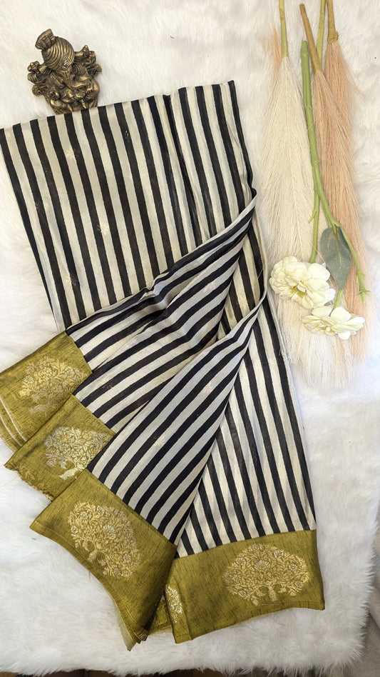 Bangalore Silk with Contrast Border and Zari Work