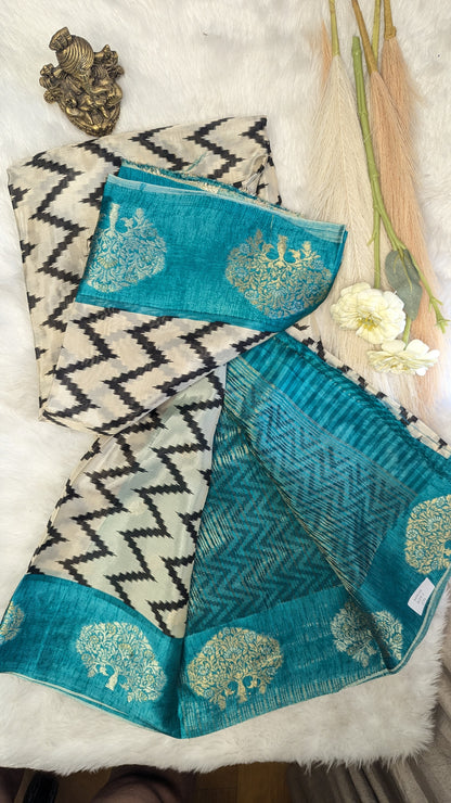 Bangalore Silk with Contrast Border and Zari Work