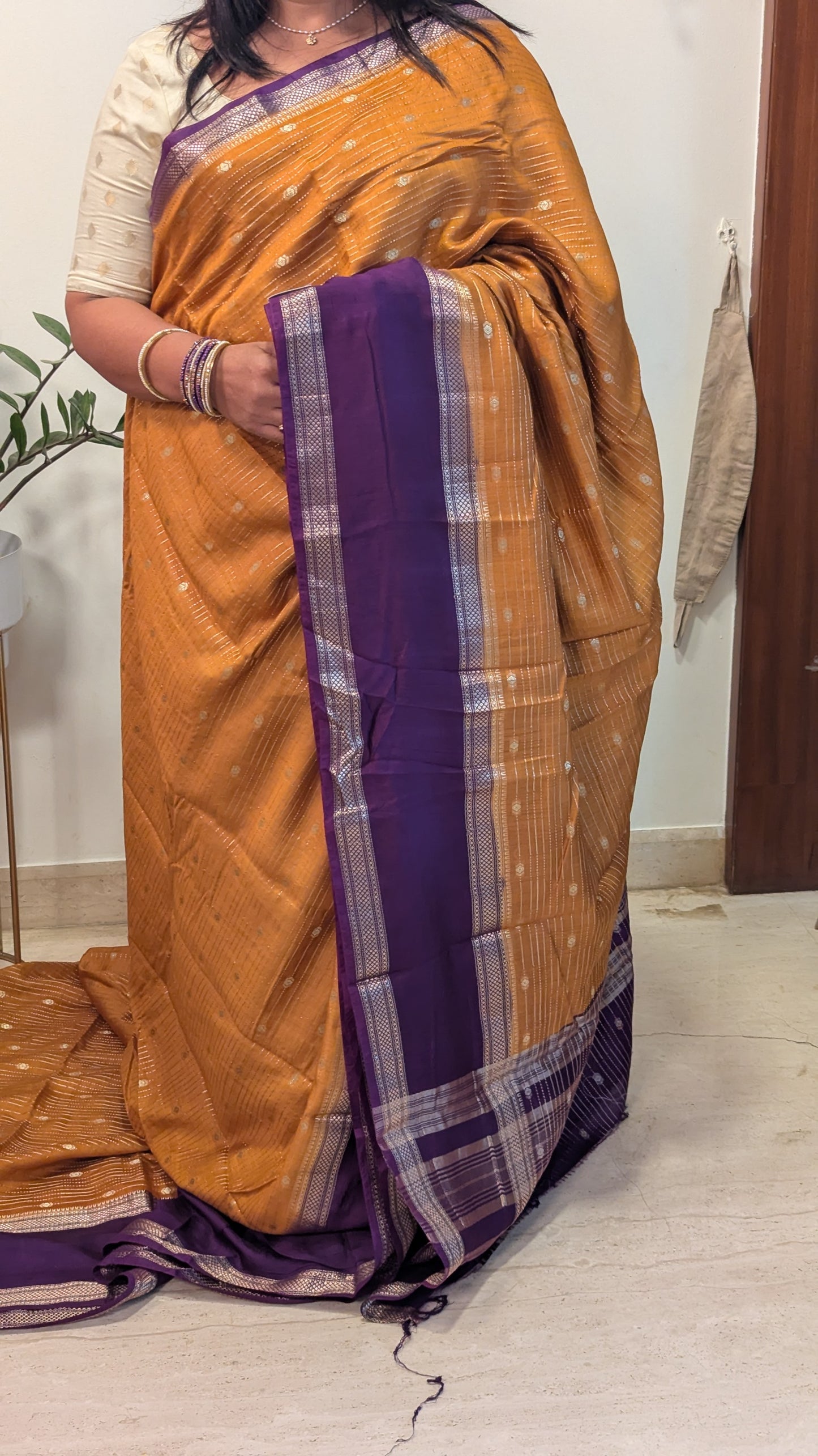 Chanderi Cotton Blend Silk with Bentex Border