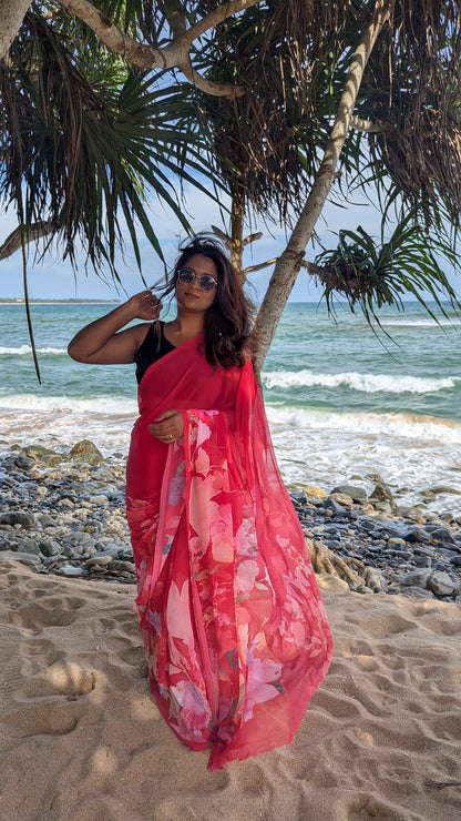 Premium Georgette Floral Design Saree