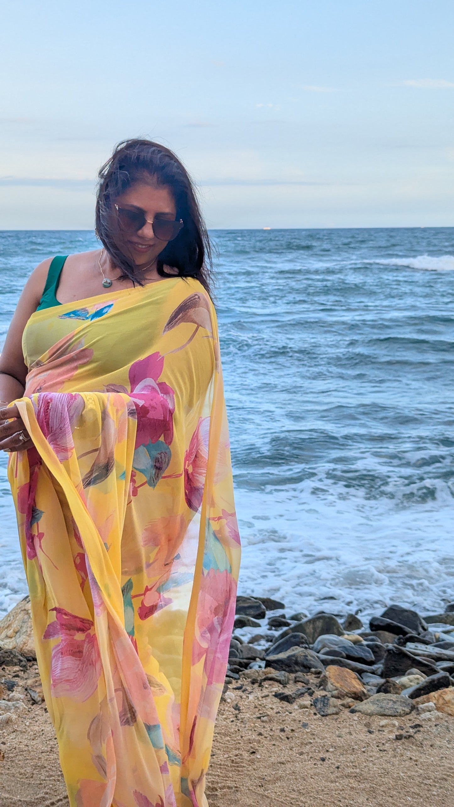 Premium Georgette Floral Design Saree