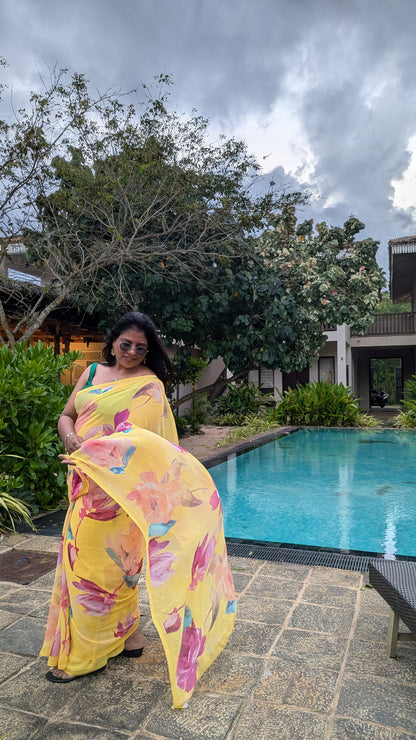 Premium Georgette Floral Design Saree