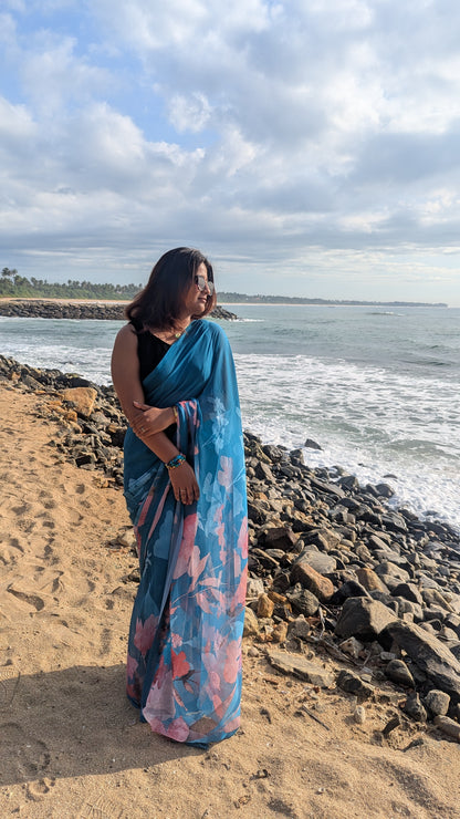 Premium Georgette Floral Design Saree