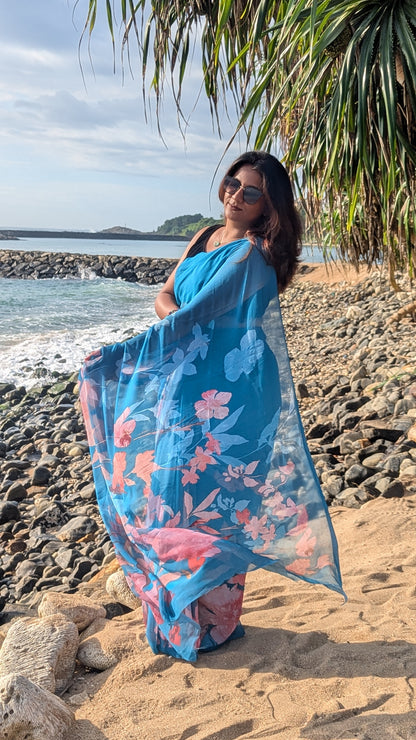 Premium Georgette Floral Design Saree