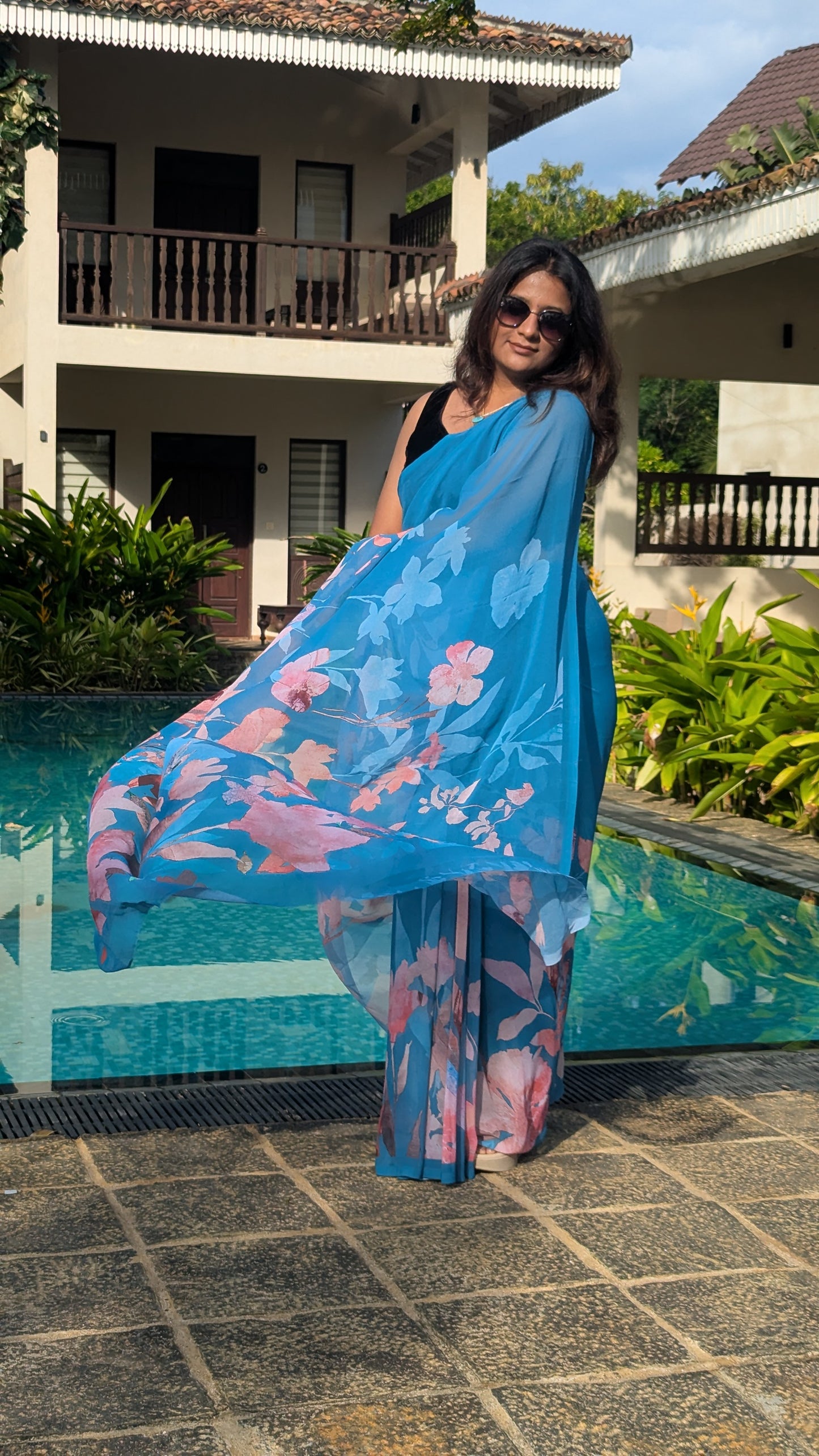 Premium Georgette Floral Design Saree