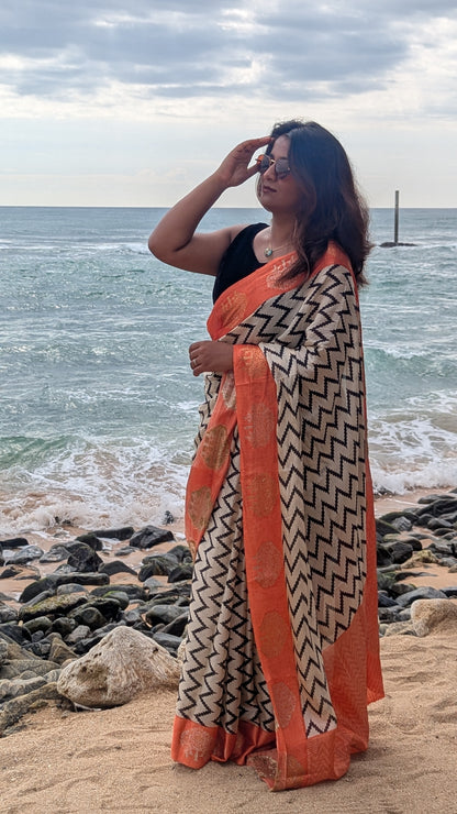 Bangalore Silk with Contrast Border and Zari Work