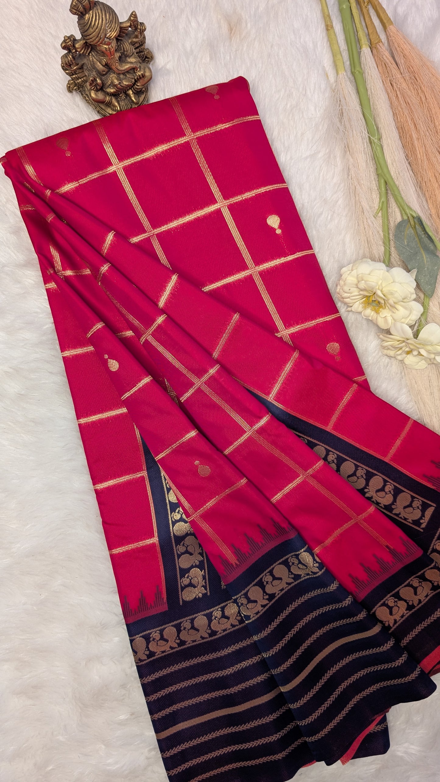 Semi Silk with Zari Checks and Rich Contrast