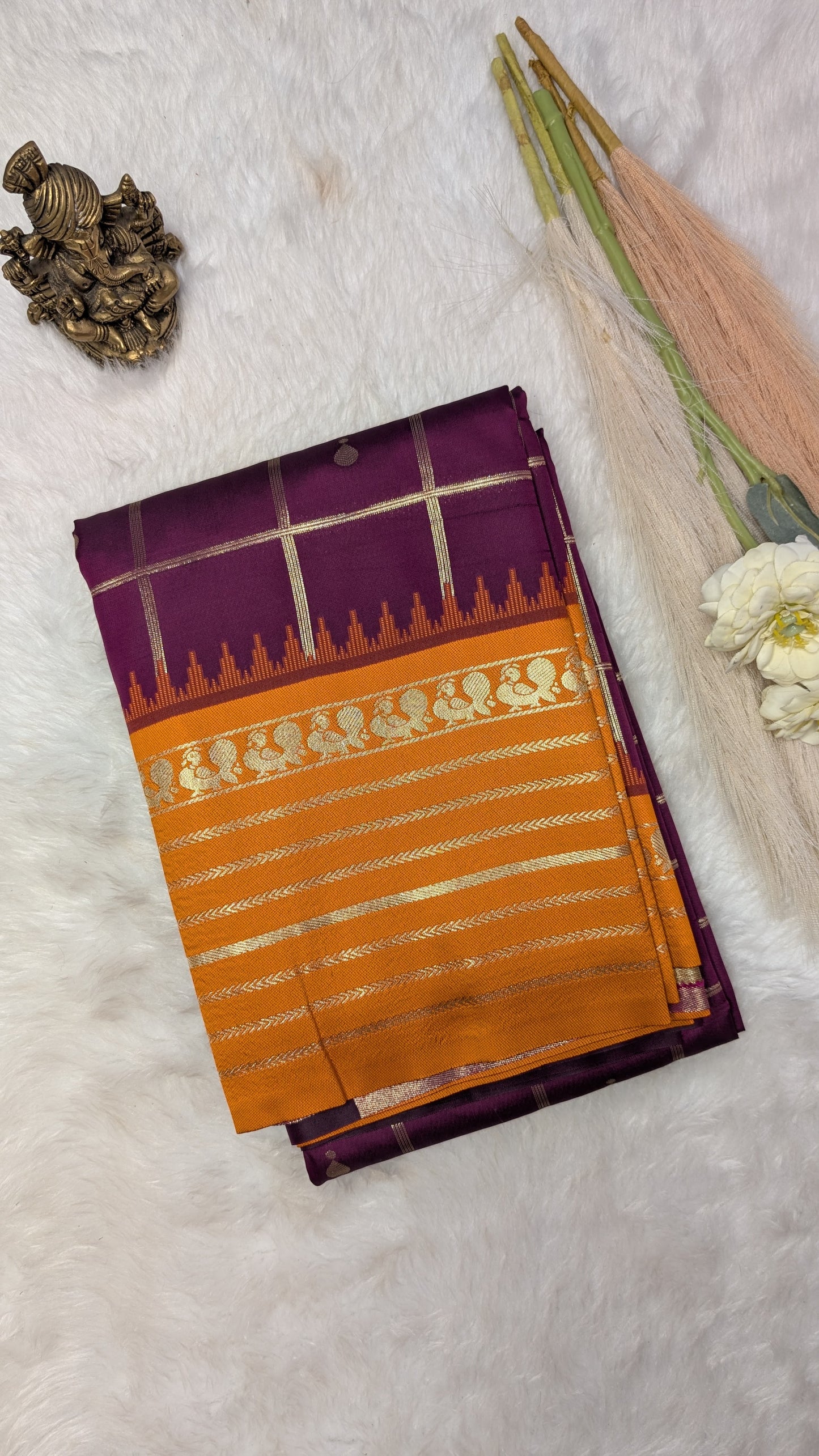 Semi Silk with Zari Checks and Rich Contrast