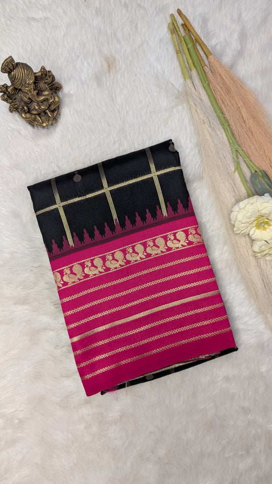 Semi Silk with Zari Checks and Rich Contrast