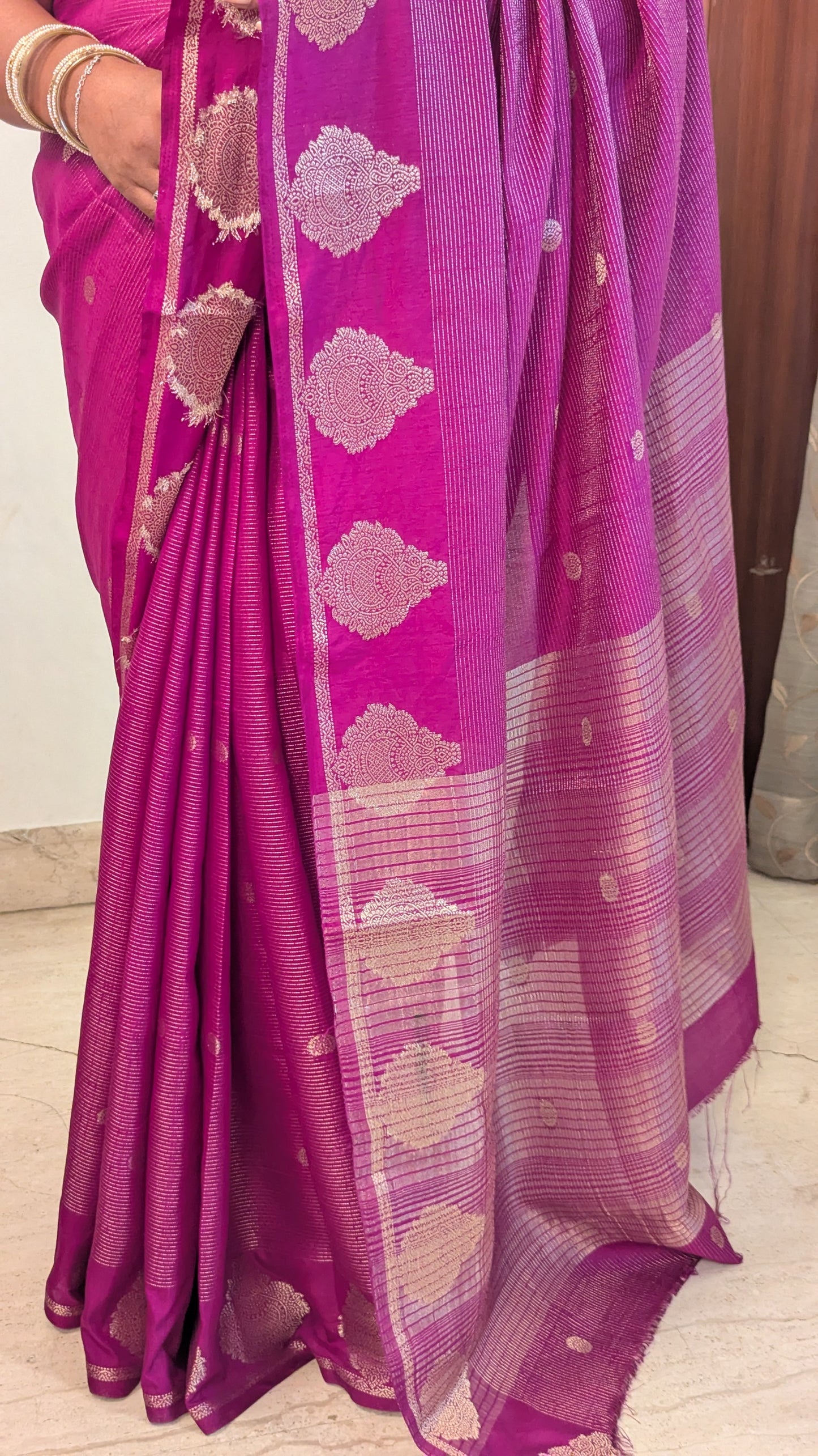 Semi Crepe Silk with Zari Lines