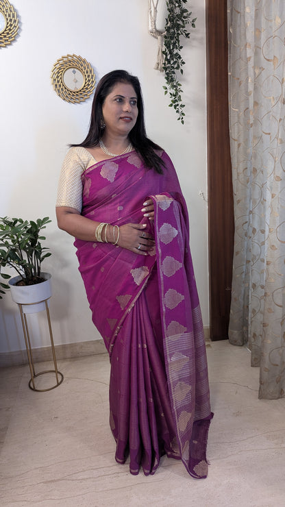 Semi Crepe Silk with Zari Lines