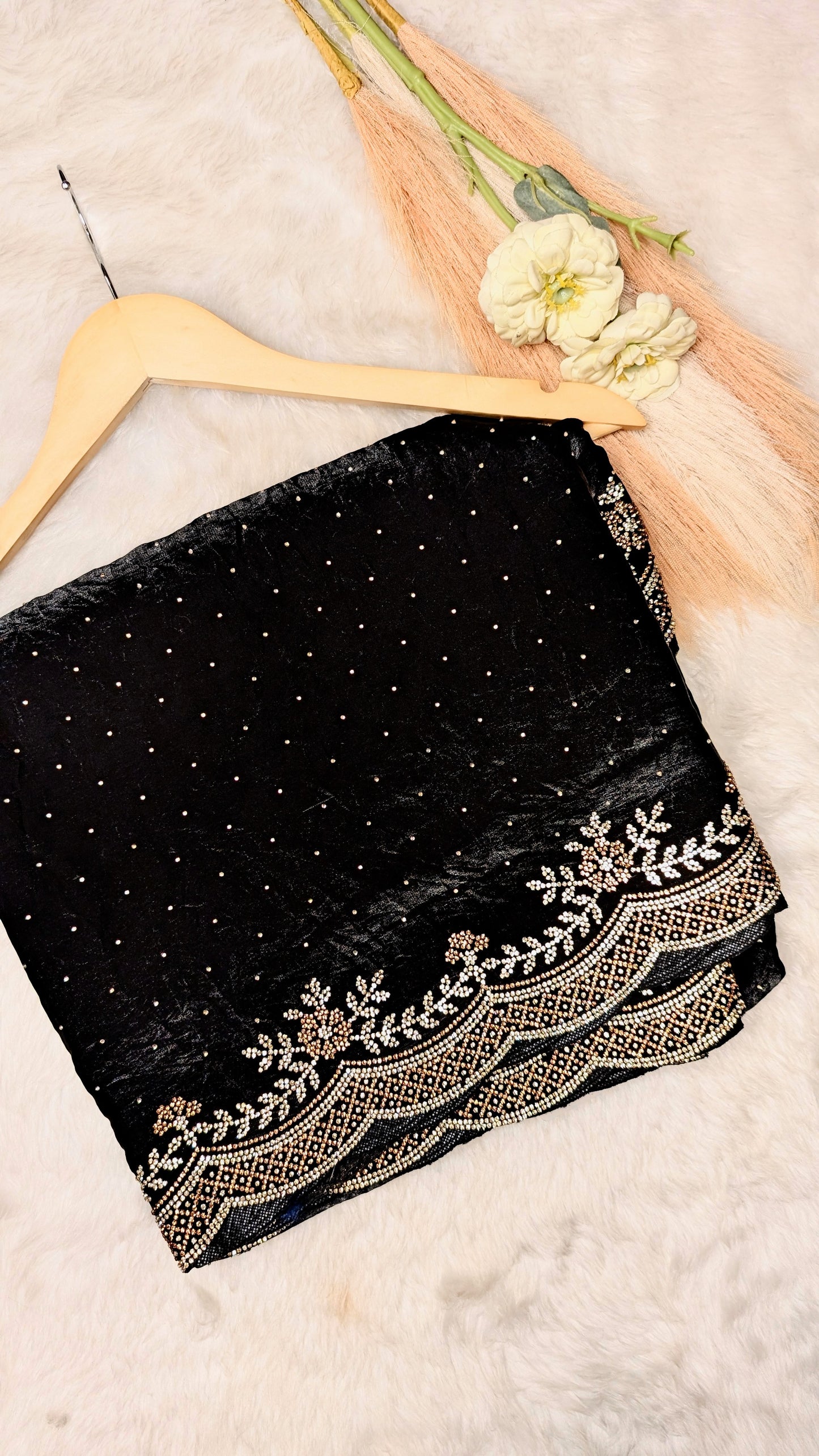 Tissue Saree With Stone Cut Work