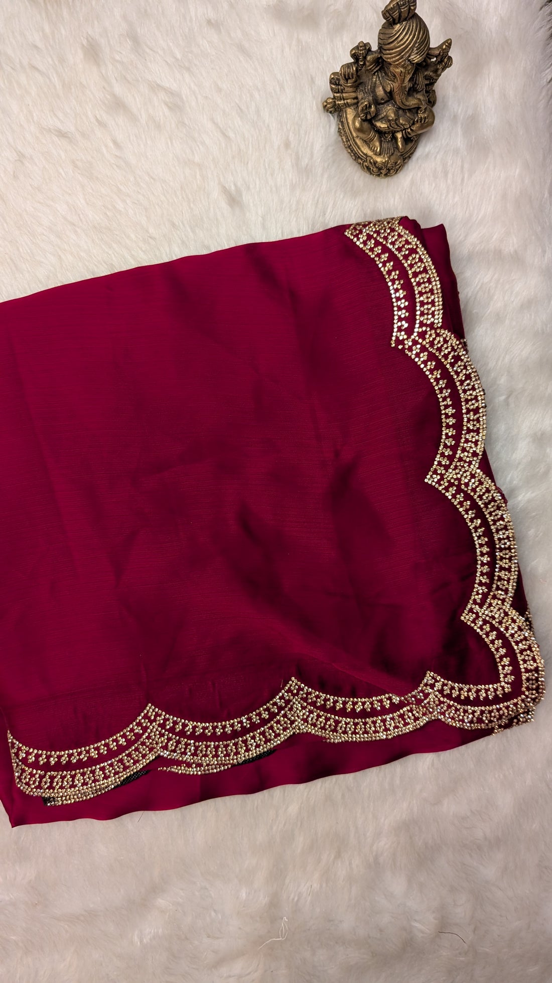 Maroon Stone Work Tissue Saree