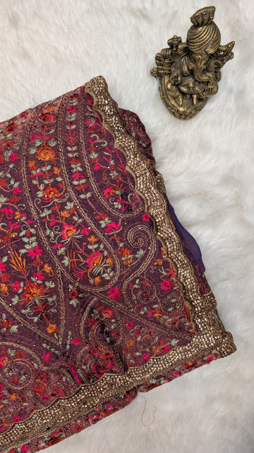 Purple Stone Work Tissue Saree