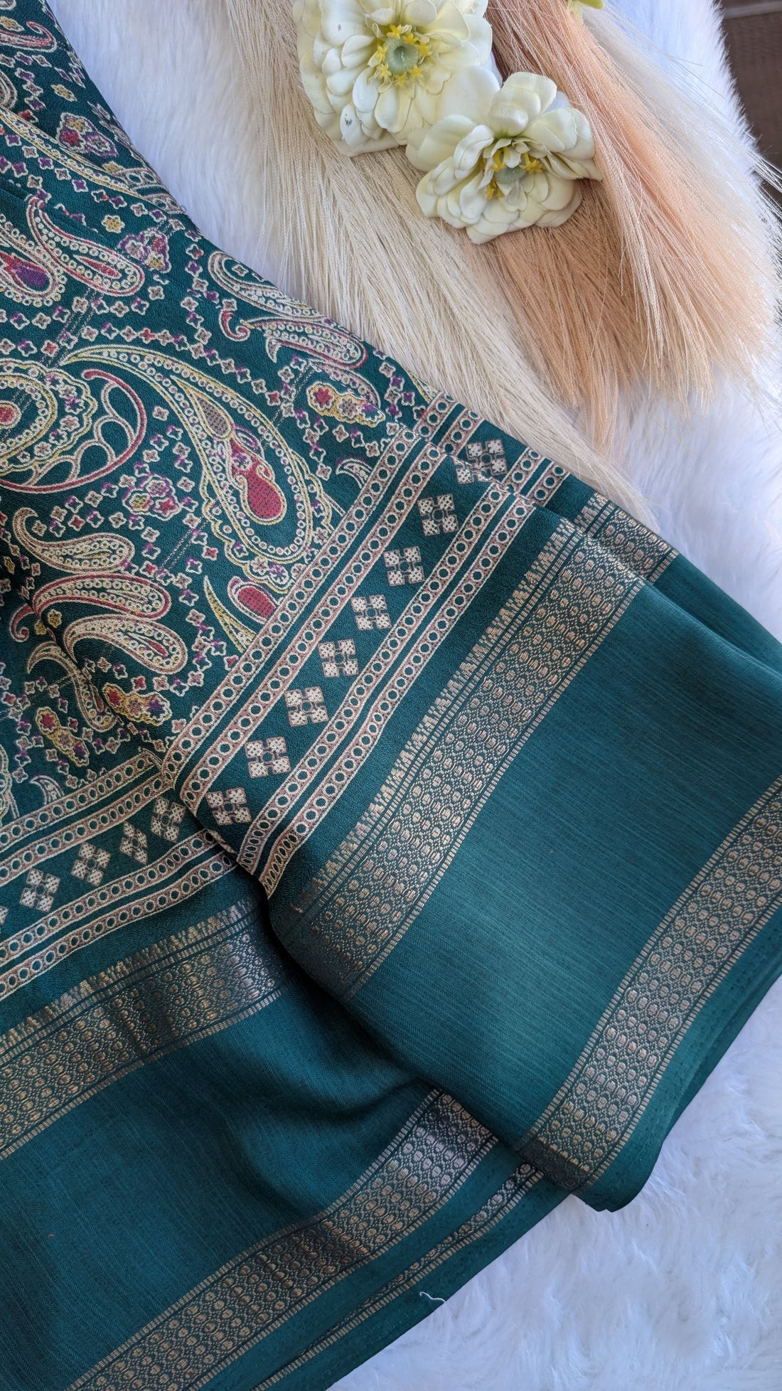 Soft Finish Saree with Intricate Prints & Elegant Double Border