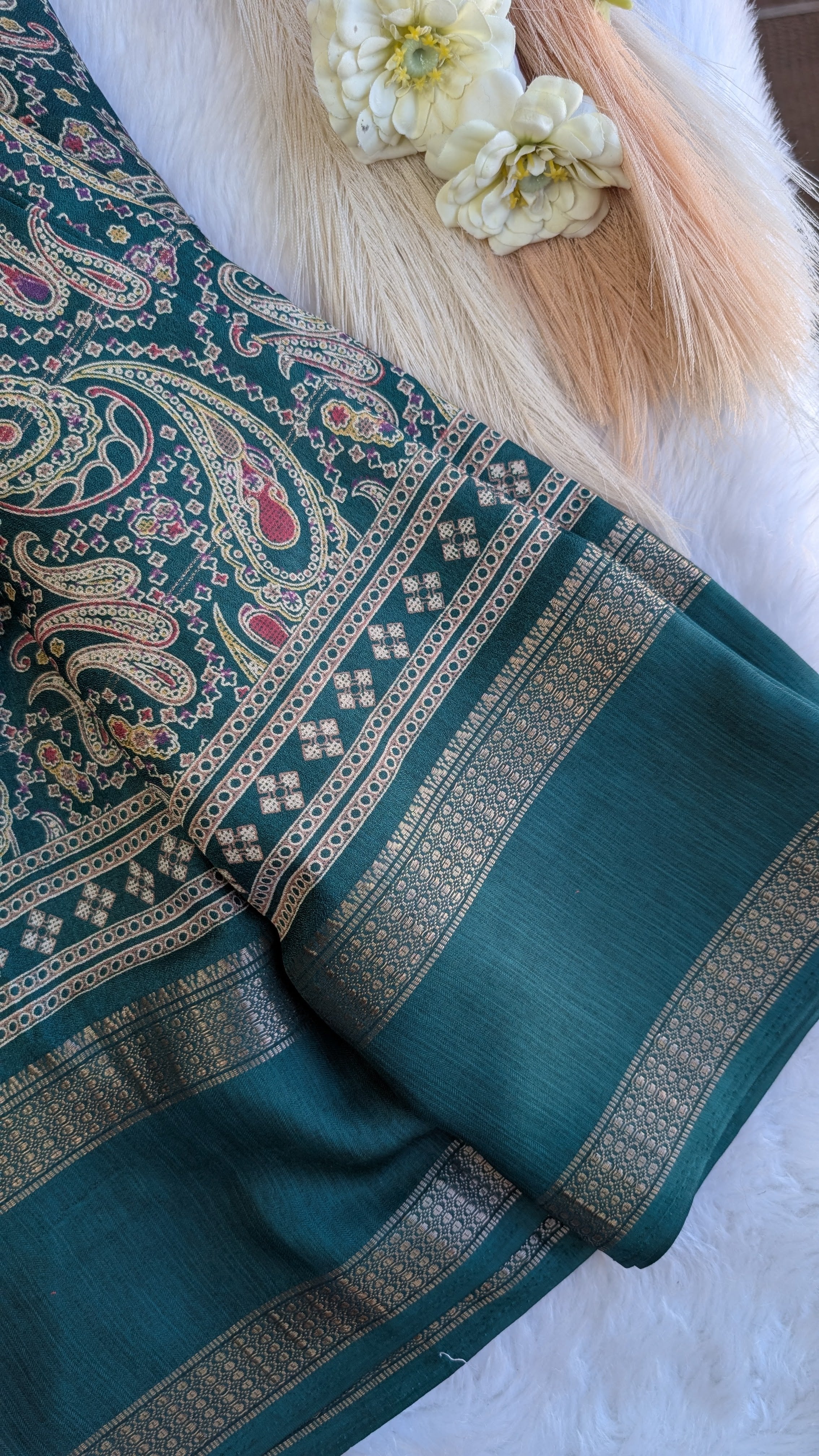 Soft Finish Saree with Intricate Prints & Elegant Double Border