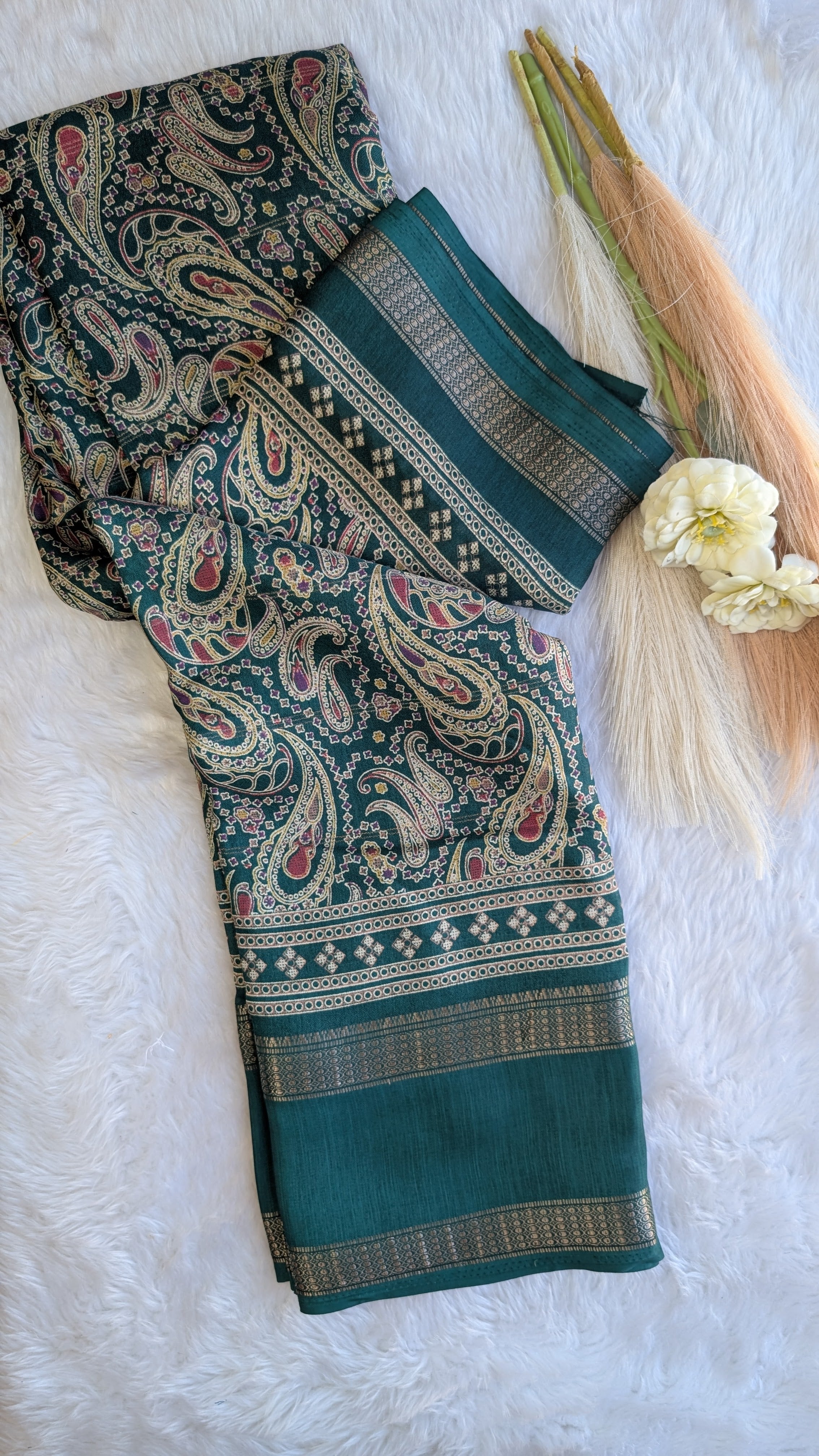 Soft Finish Saree with Intricate Prints & Elegant Double Border