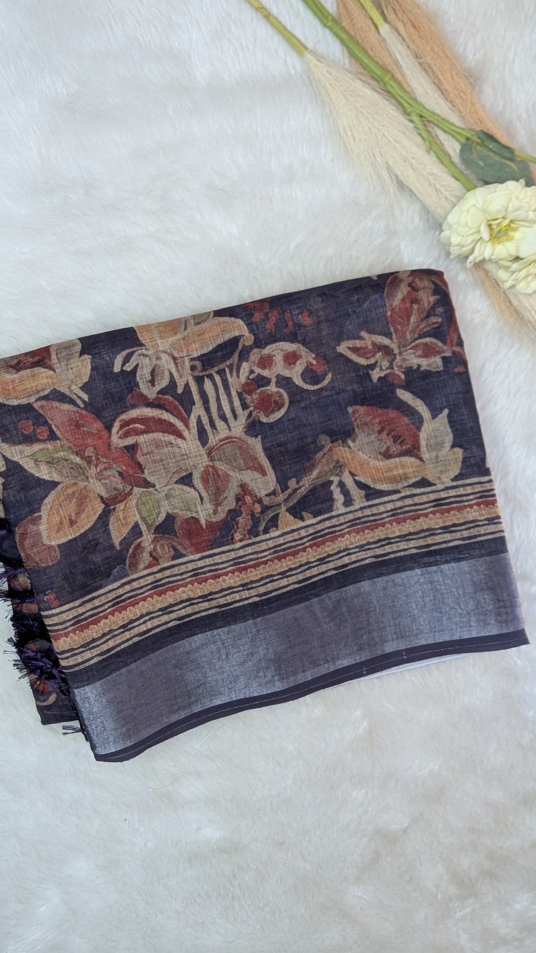 Soft Cotton with Floral design-Purple