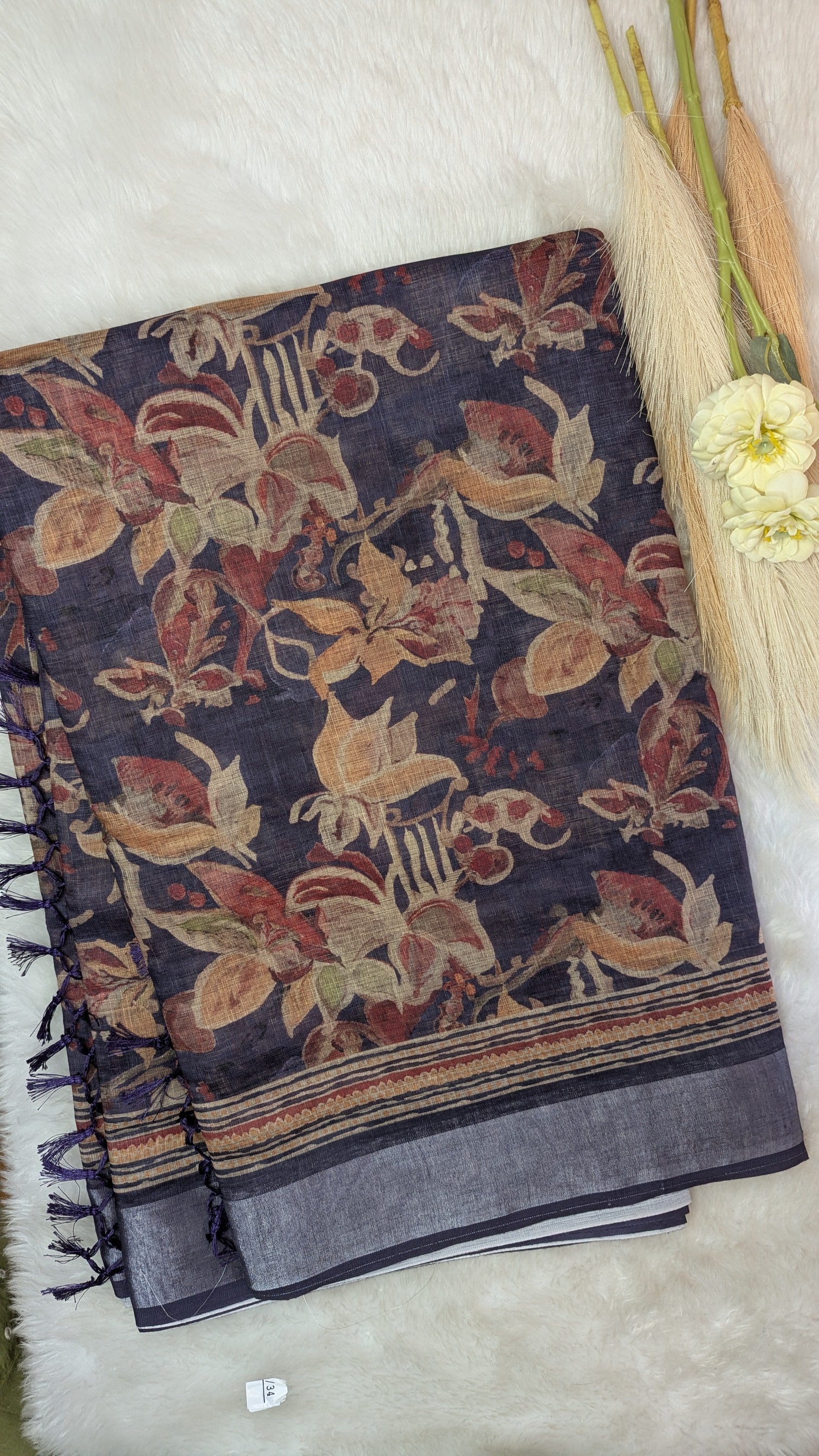 Soft Cotton with Floral design-Purple