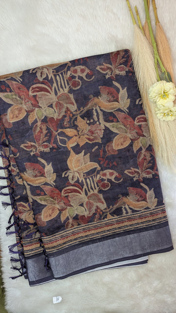 Soft Cotton with Floral design-Purple