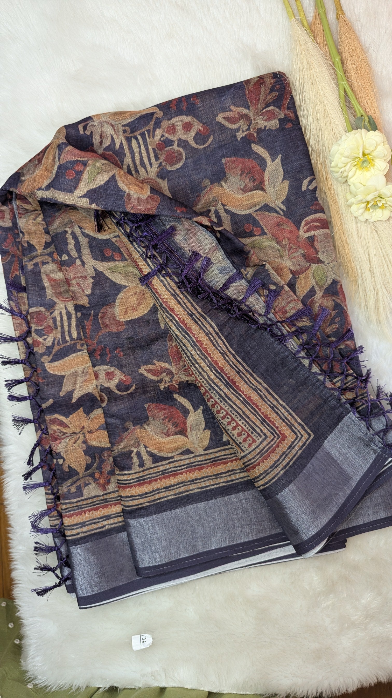 Soft Cotton with Floral design-Purple