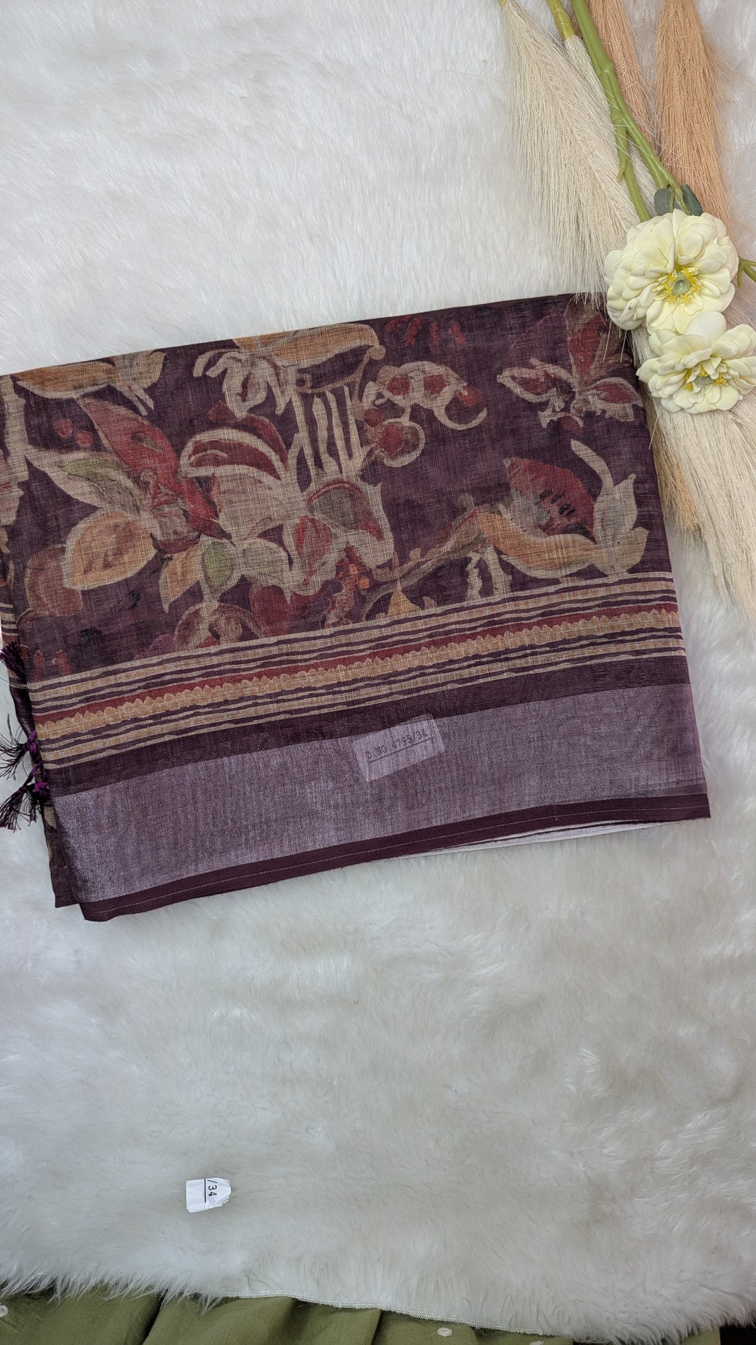 Soft Cotton with Floral design-Brown