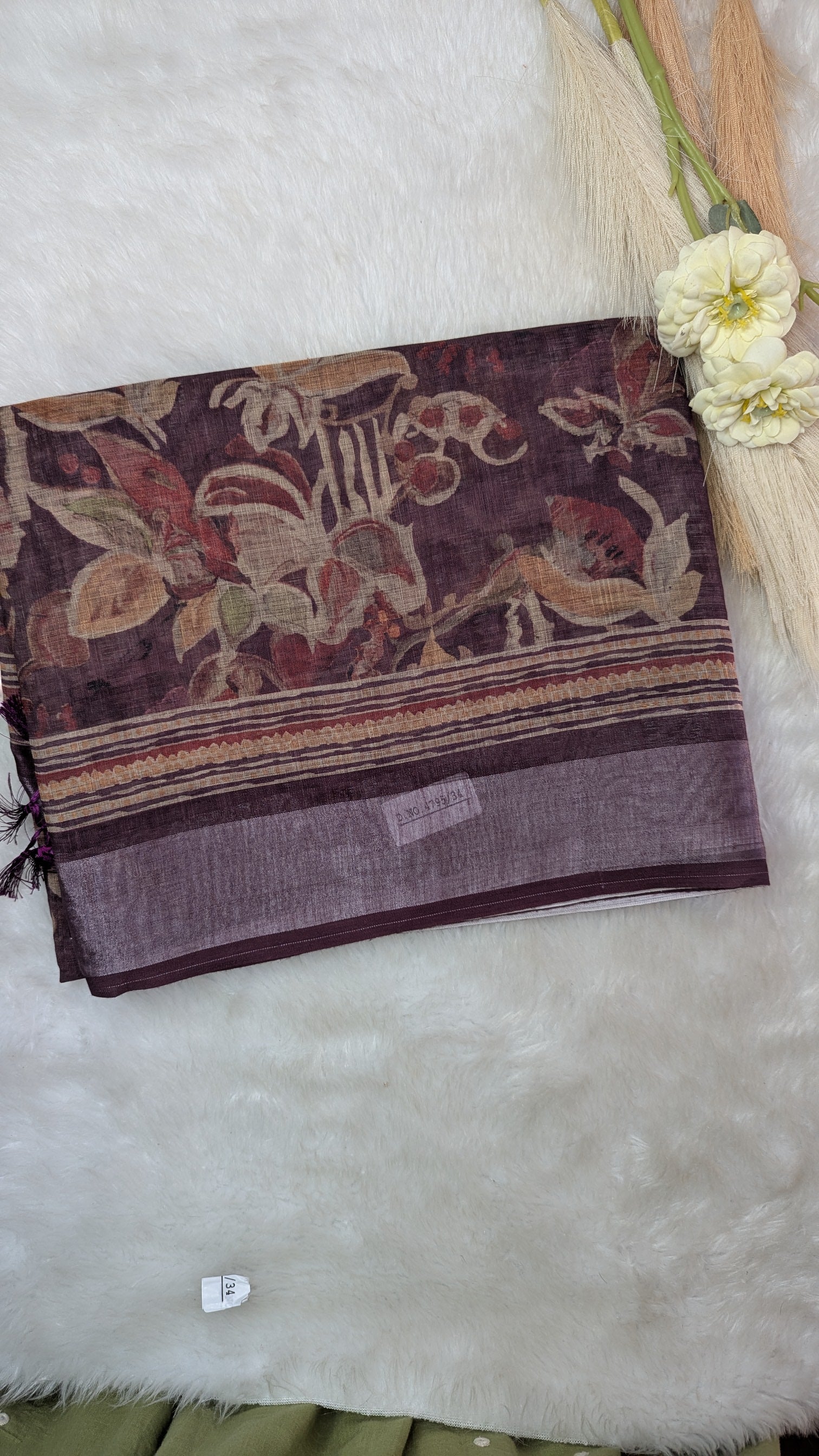 Soft Cotton with Floral design-Brown