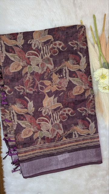 Soft Cotton with Floral design-Brown