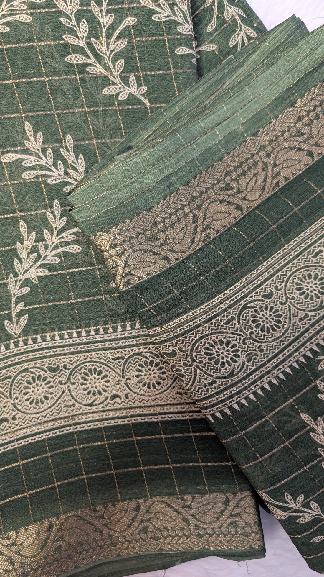 Chiffon with Zari Border- Green