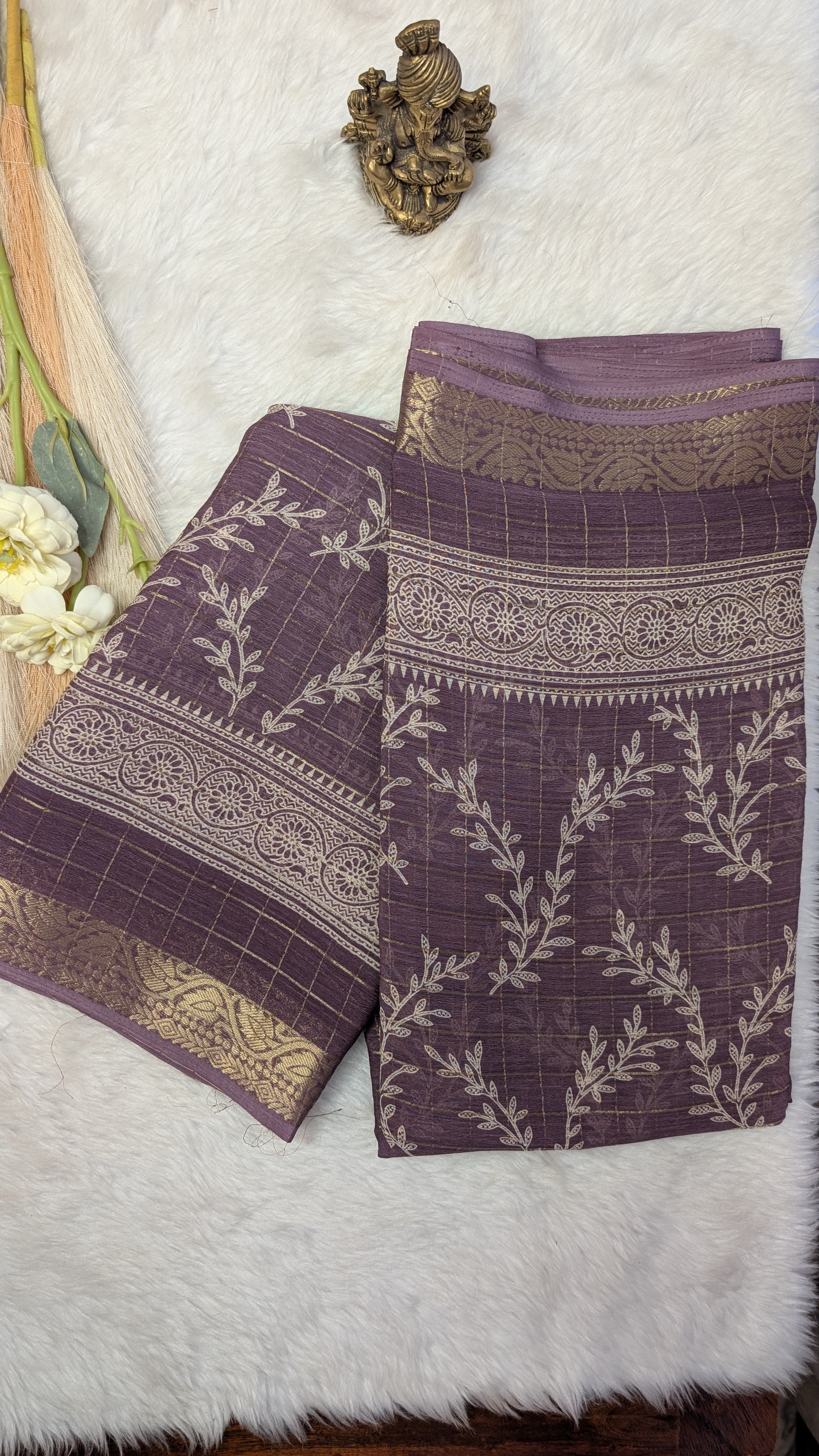 Chiffon with Zari Border- Light Purple