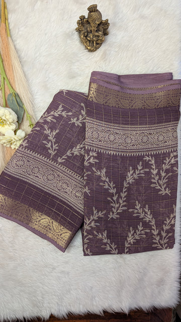 Chiffon with Zari Border- Light Purple