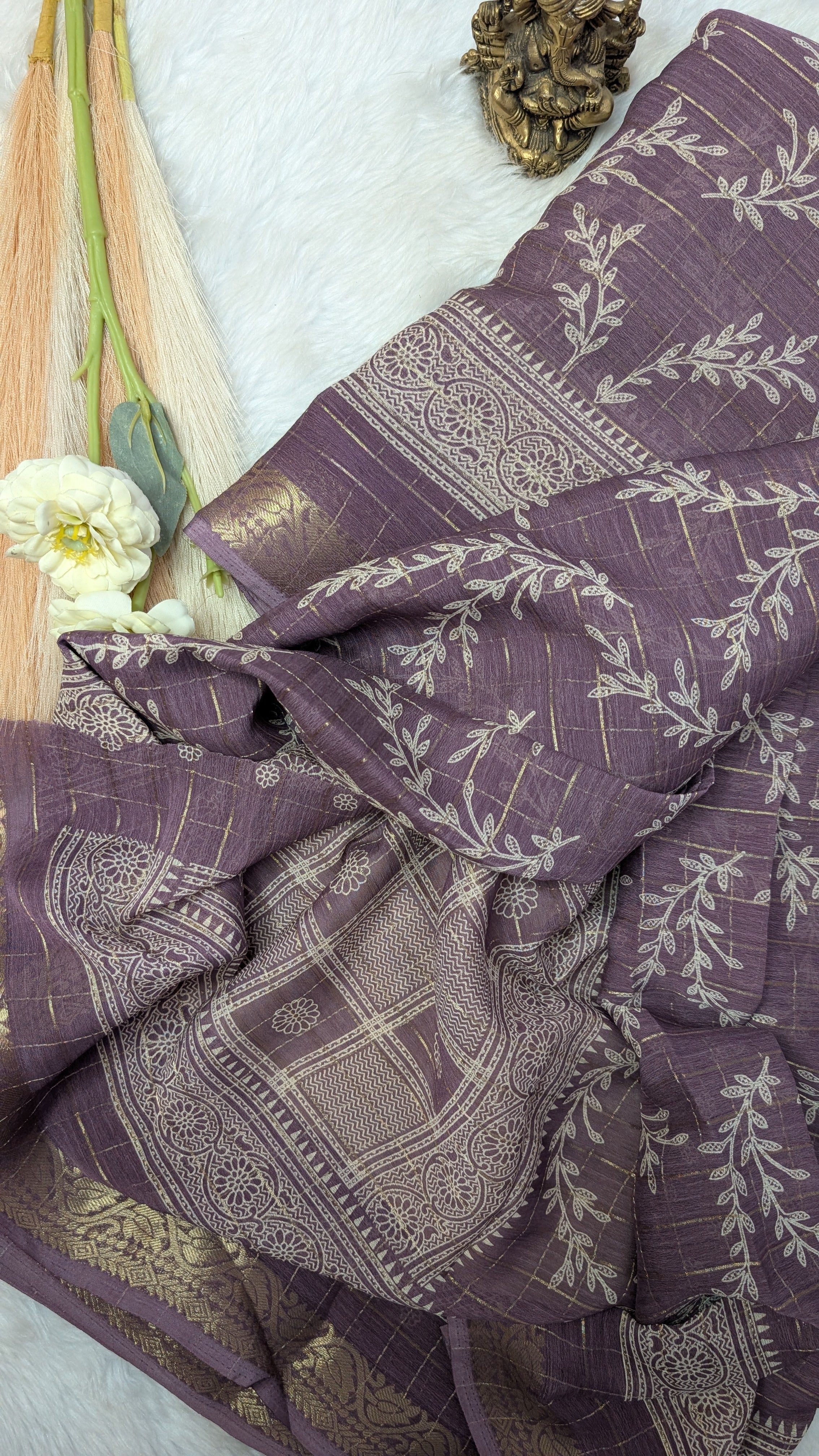 Chiffon with Zari Border- Light Purple