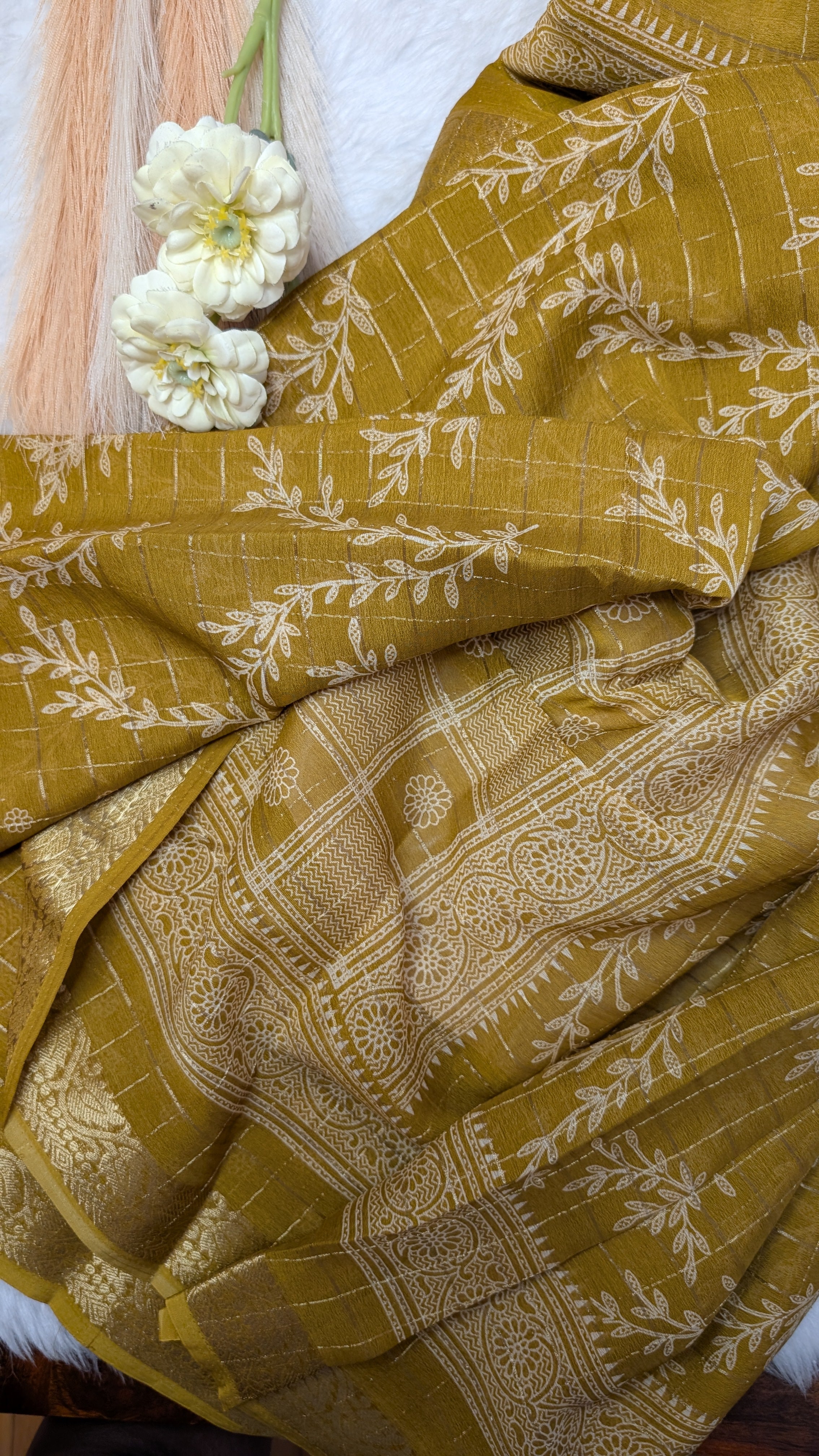 Chiffon with Zari Border- Mustard