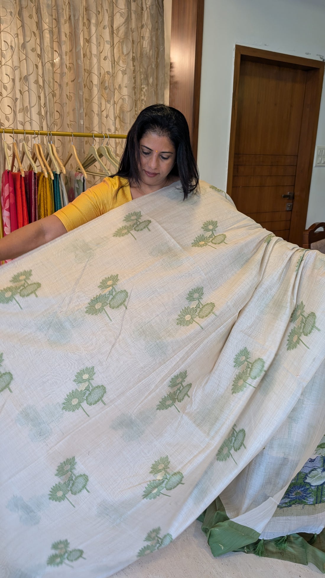 Cotton Saree Cream and Contrast