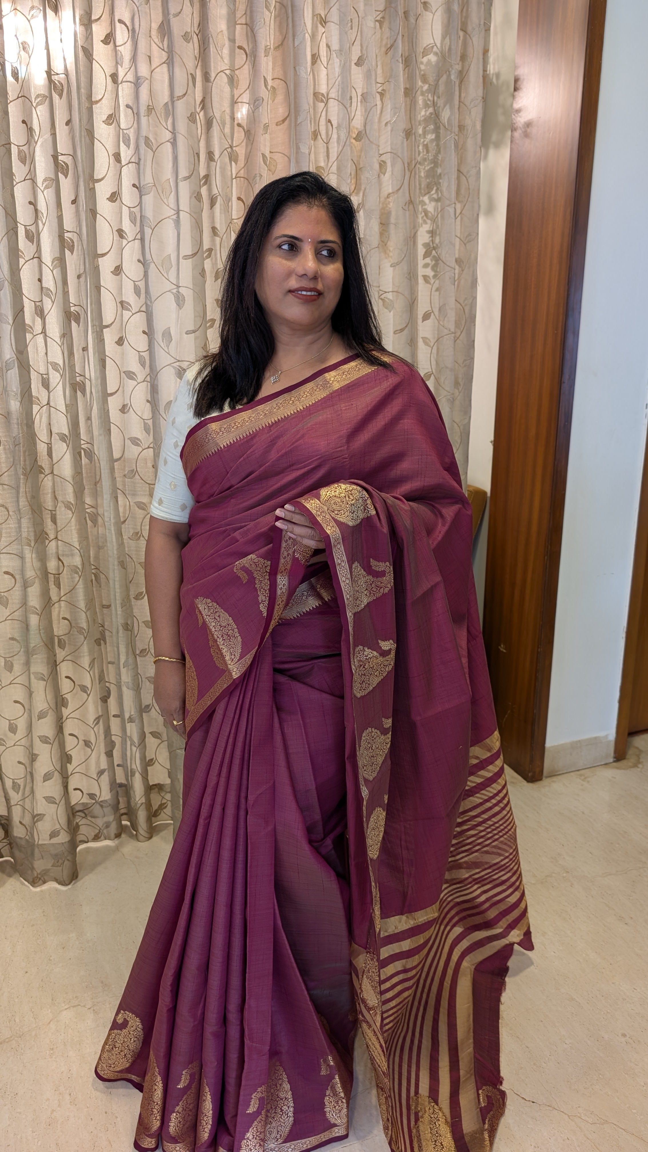 Semi Tussar Silk Mango Design