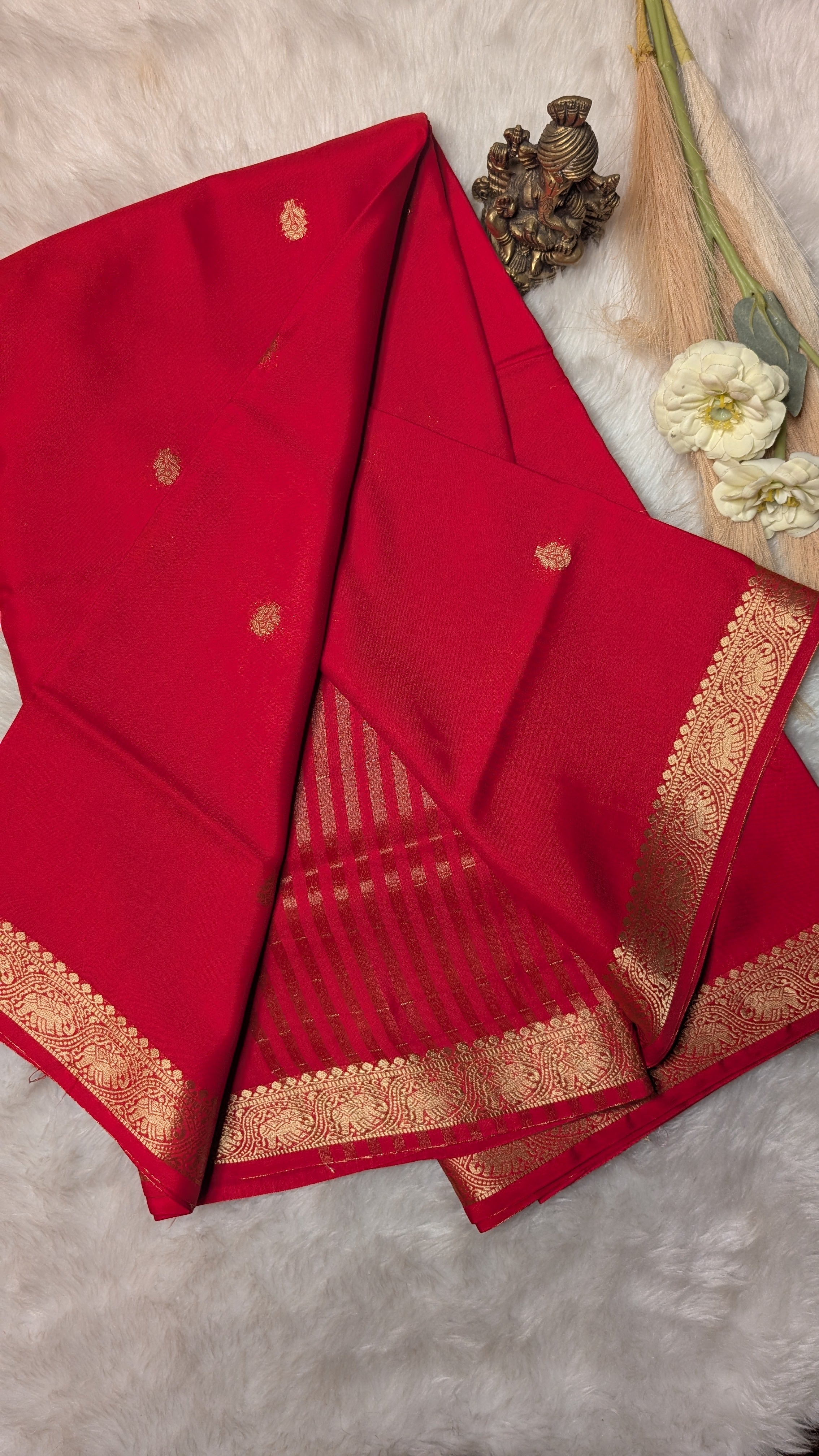 Semi Mysore Silk Saree-Small Border