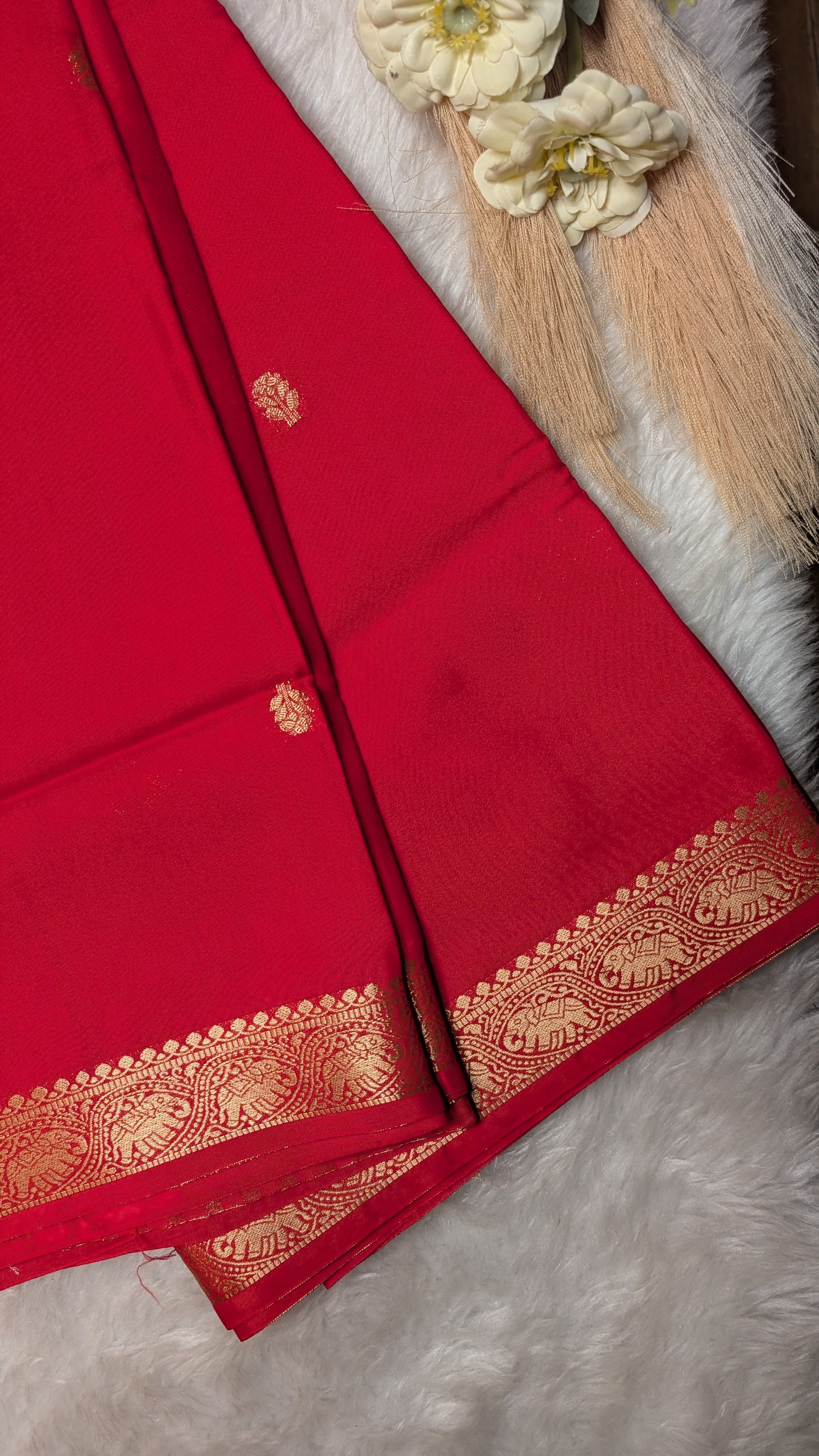 Semi Mysore Silk Saree-Small Border