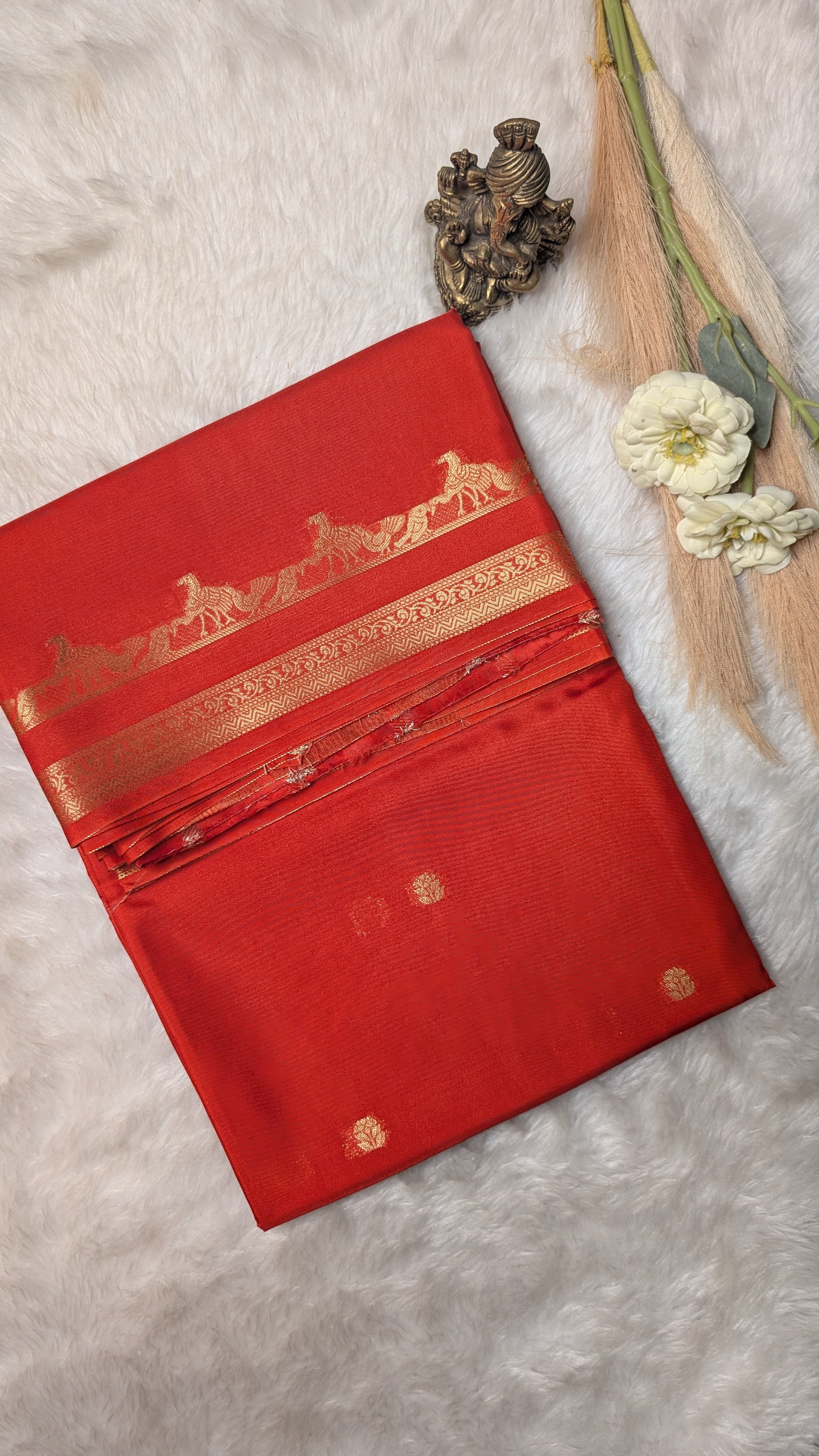 Semi Mysore Silk Saree-Small Border