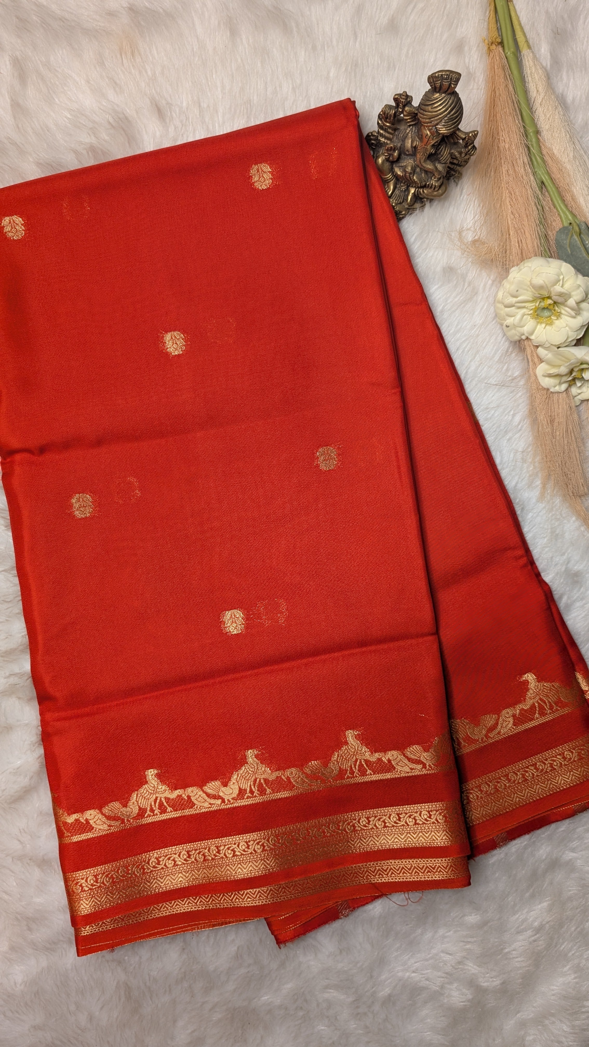 Semi Mysore Silk Saree-Small Border