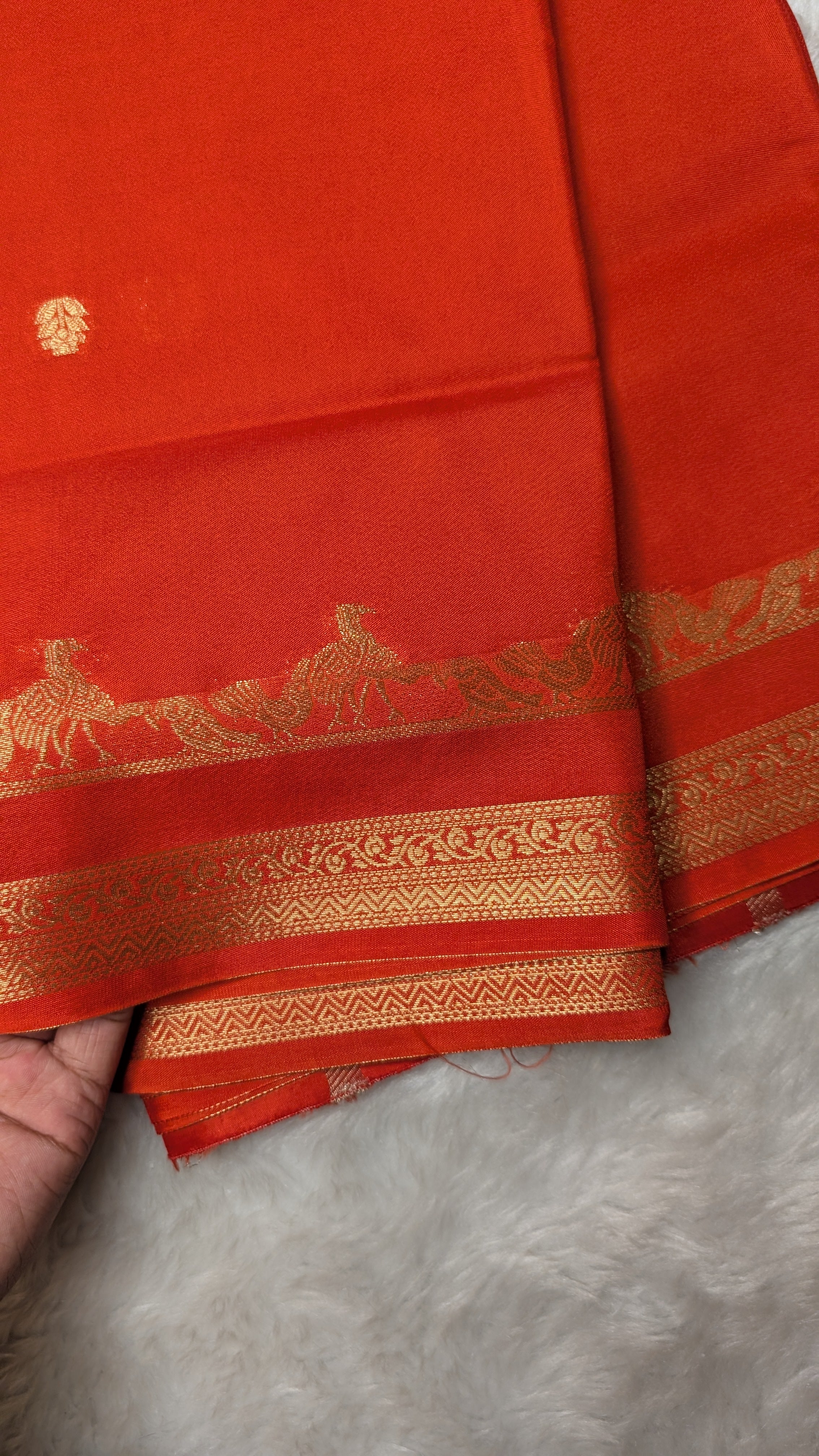 Semi Mysore Silk Saree-Small Border