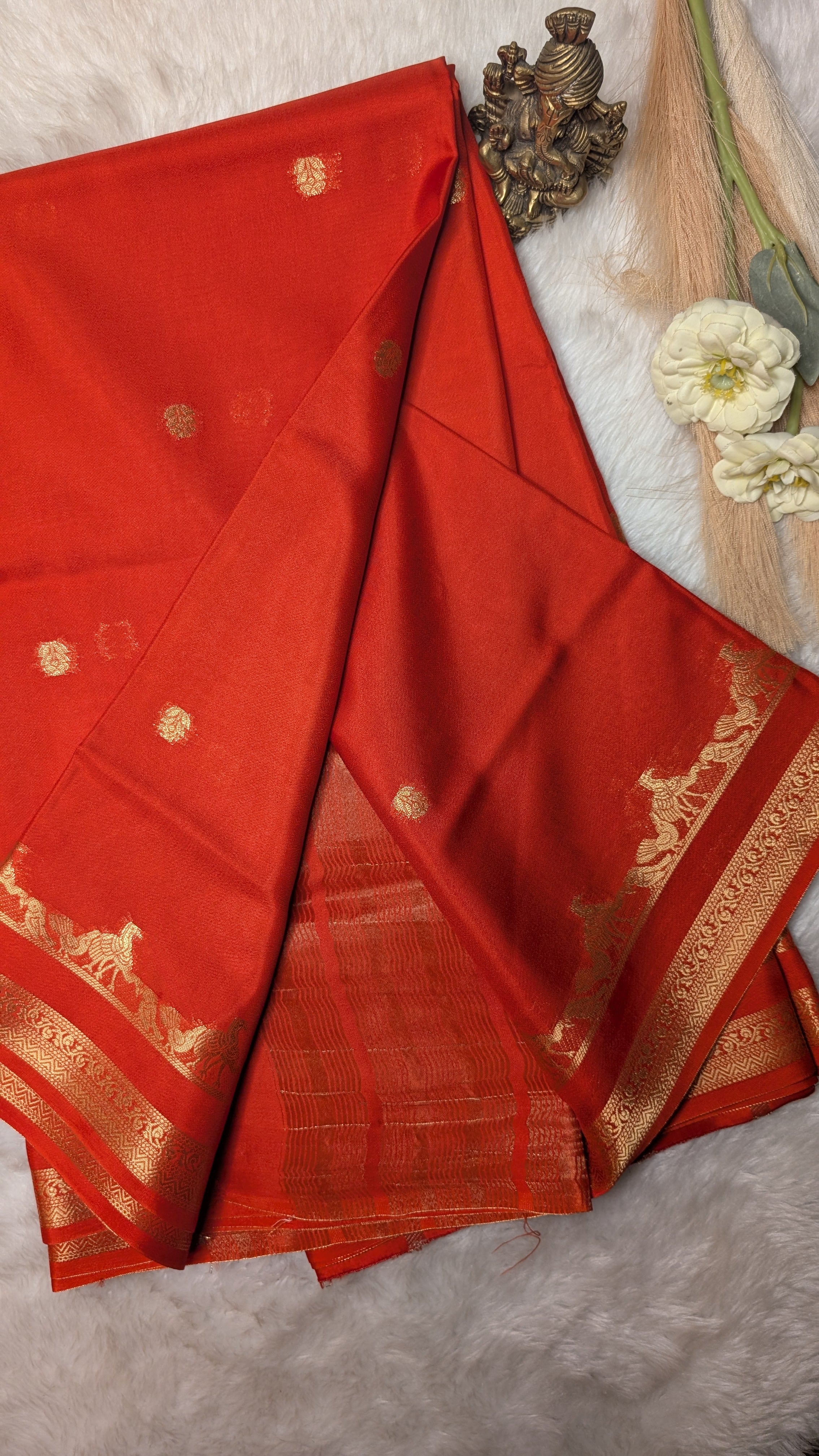 Semi Mysore Silk Saree-Small Border
