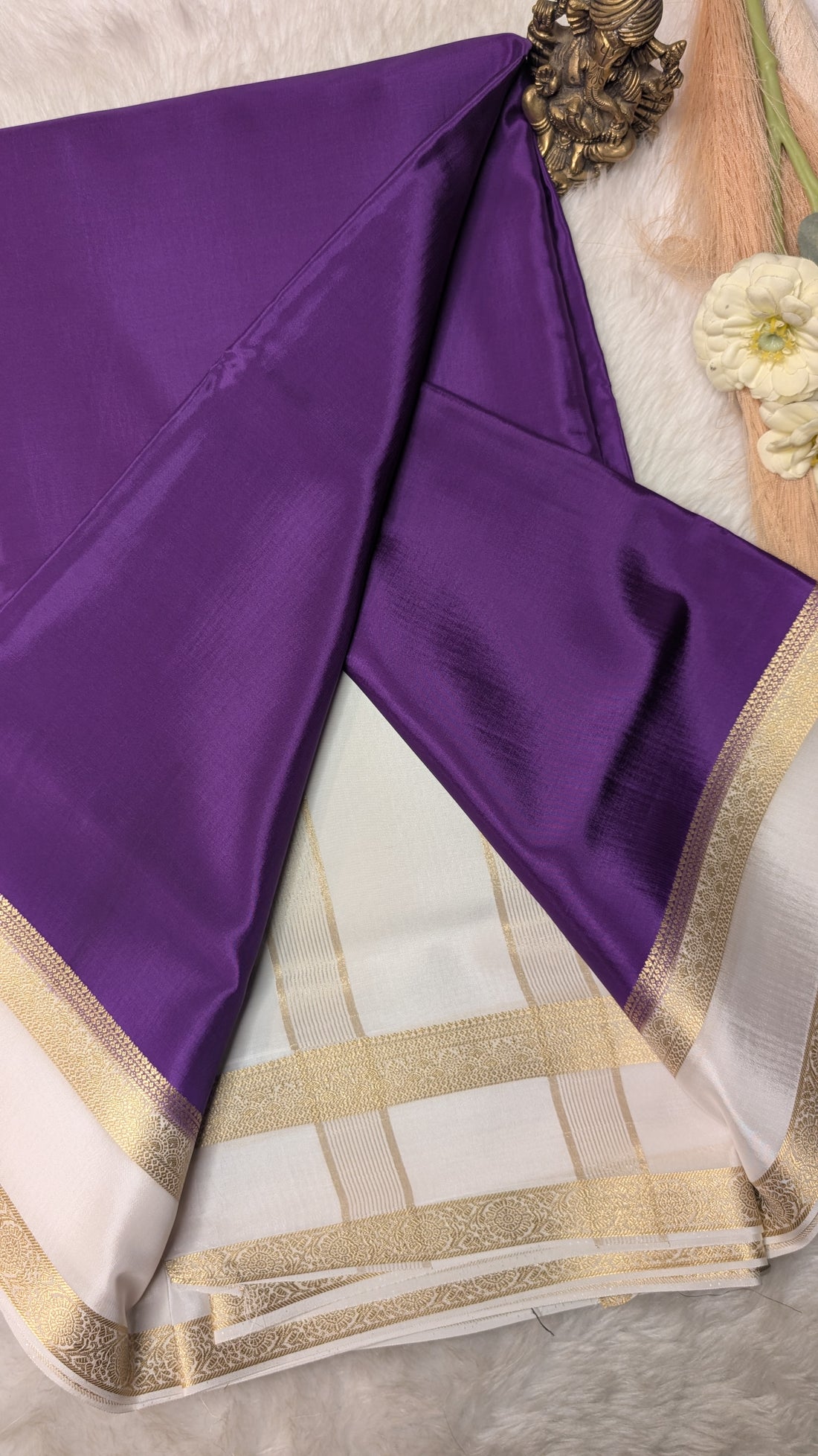 Semi Mysore Silk Saree -Purple