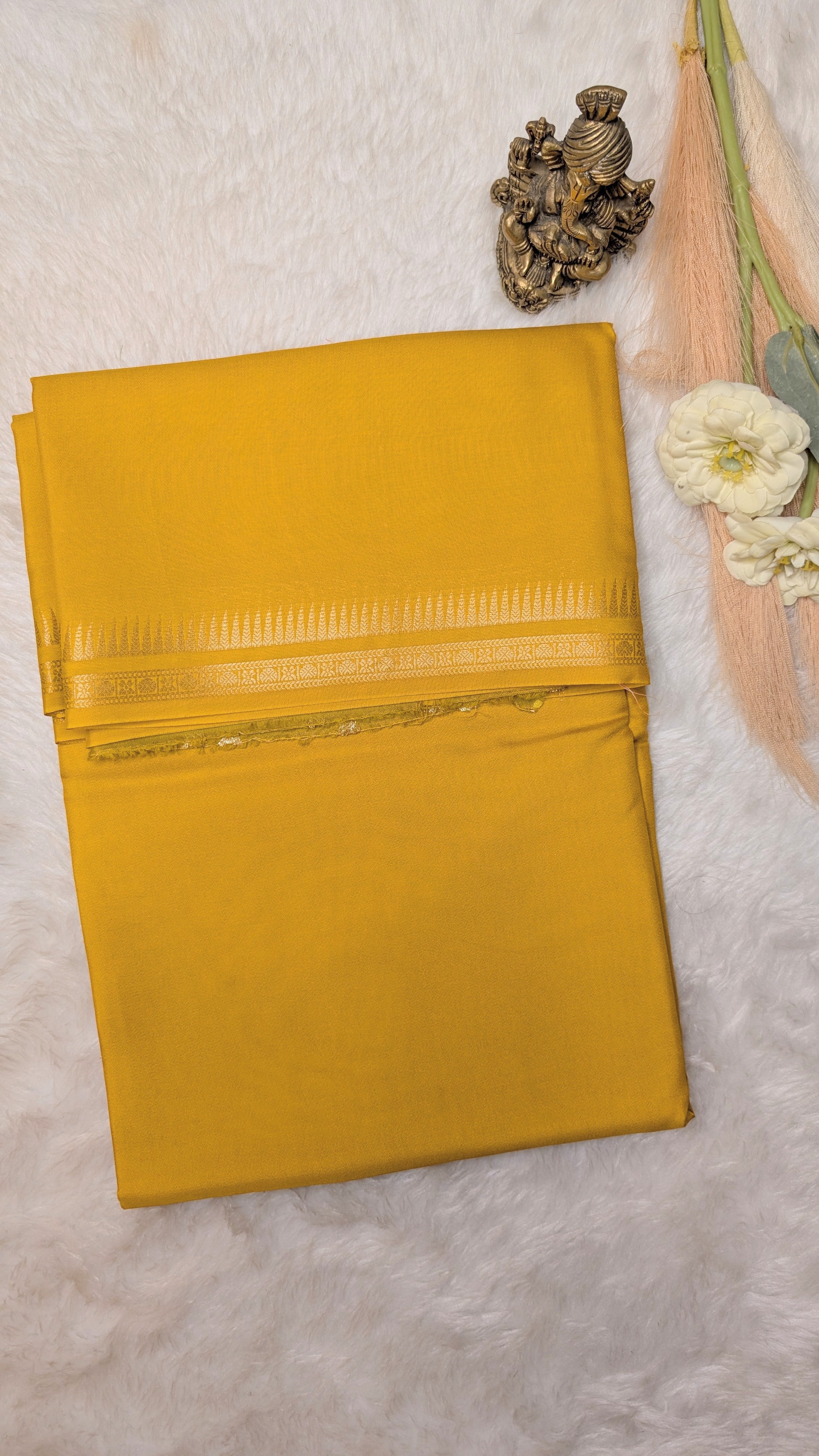 Semi Mysore Silk Saree-Small Border