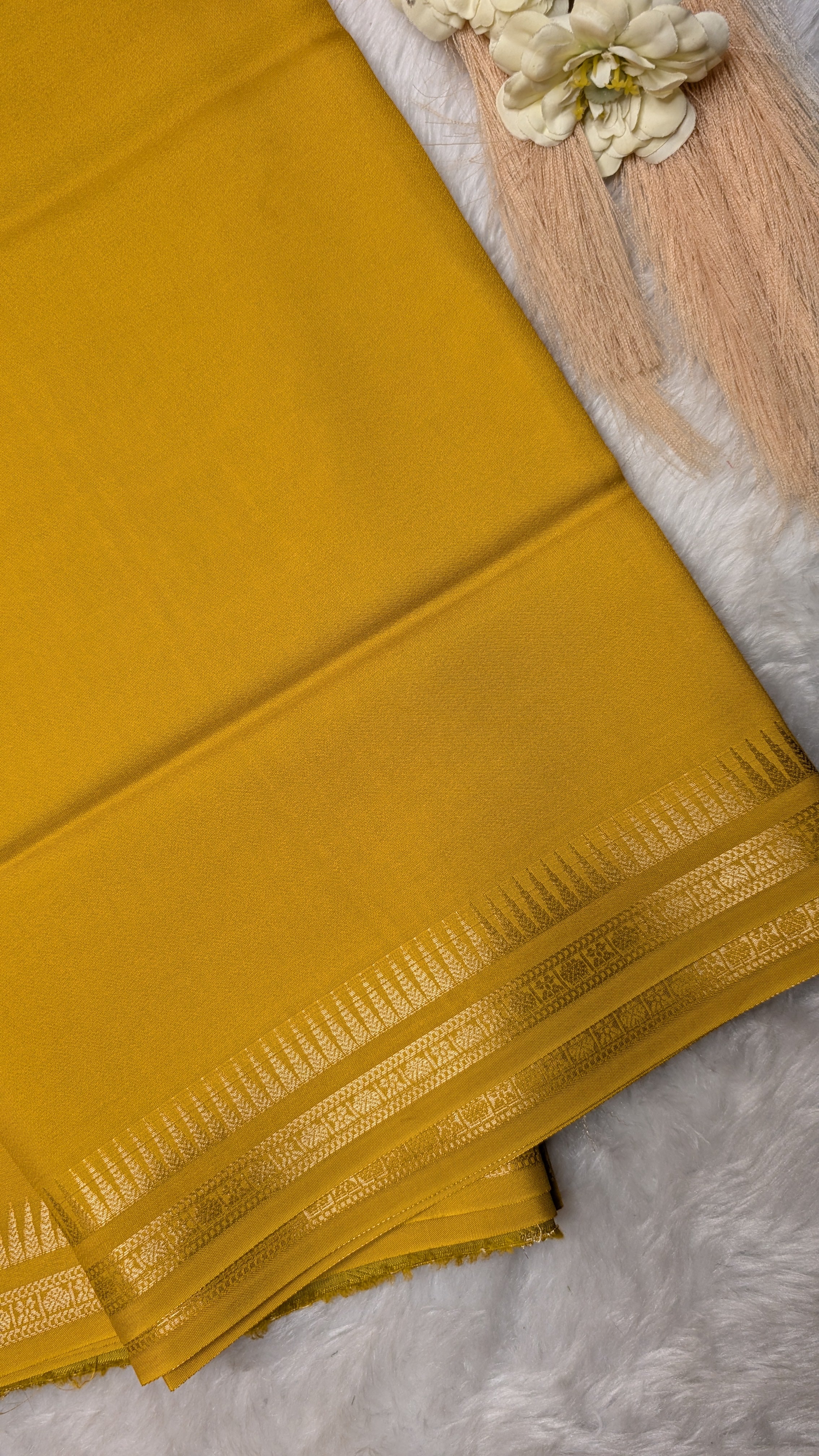 Semi Mysore Silk Saree-Small Border