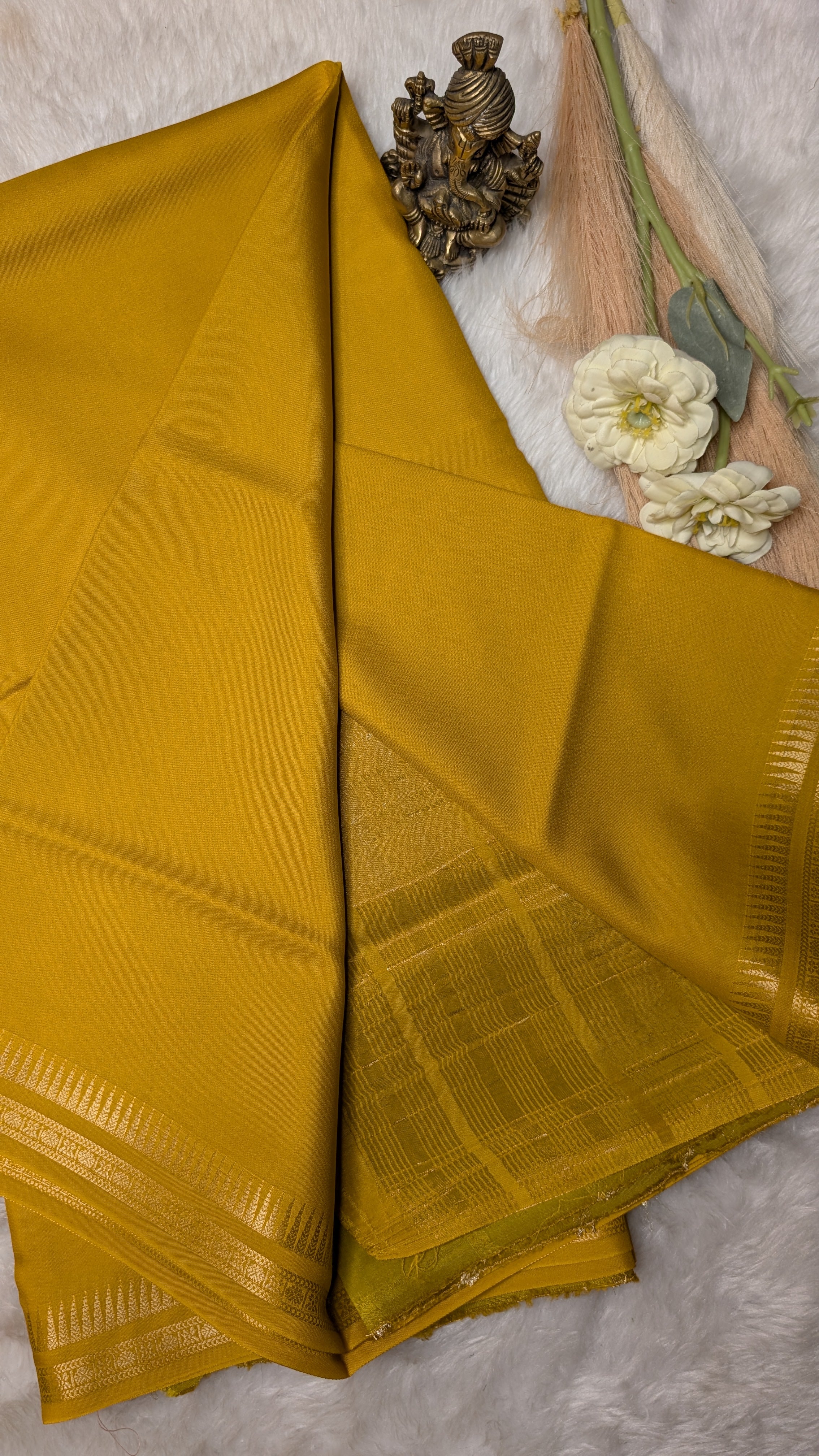 Semi Mysore Silk Saree-Small Border