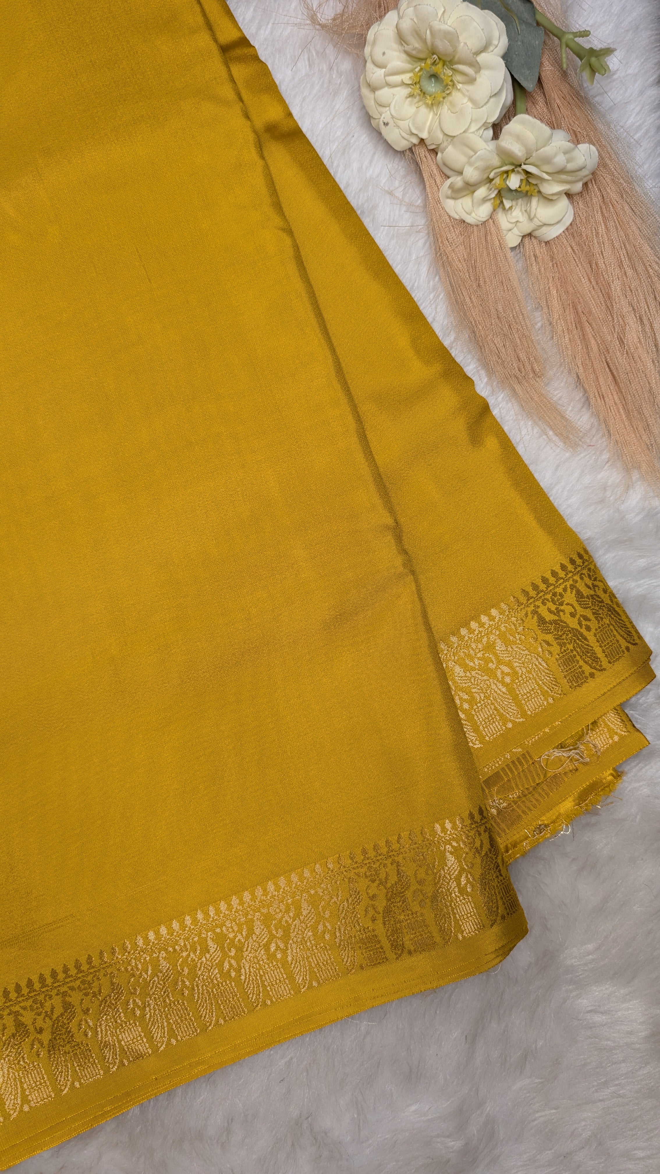 Semi Mysore Silk Saree-Small Border