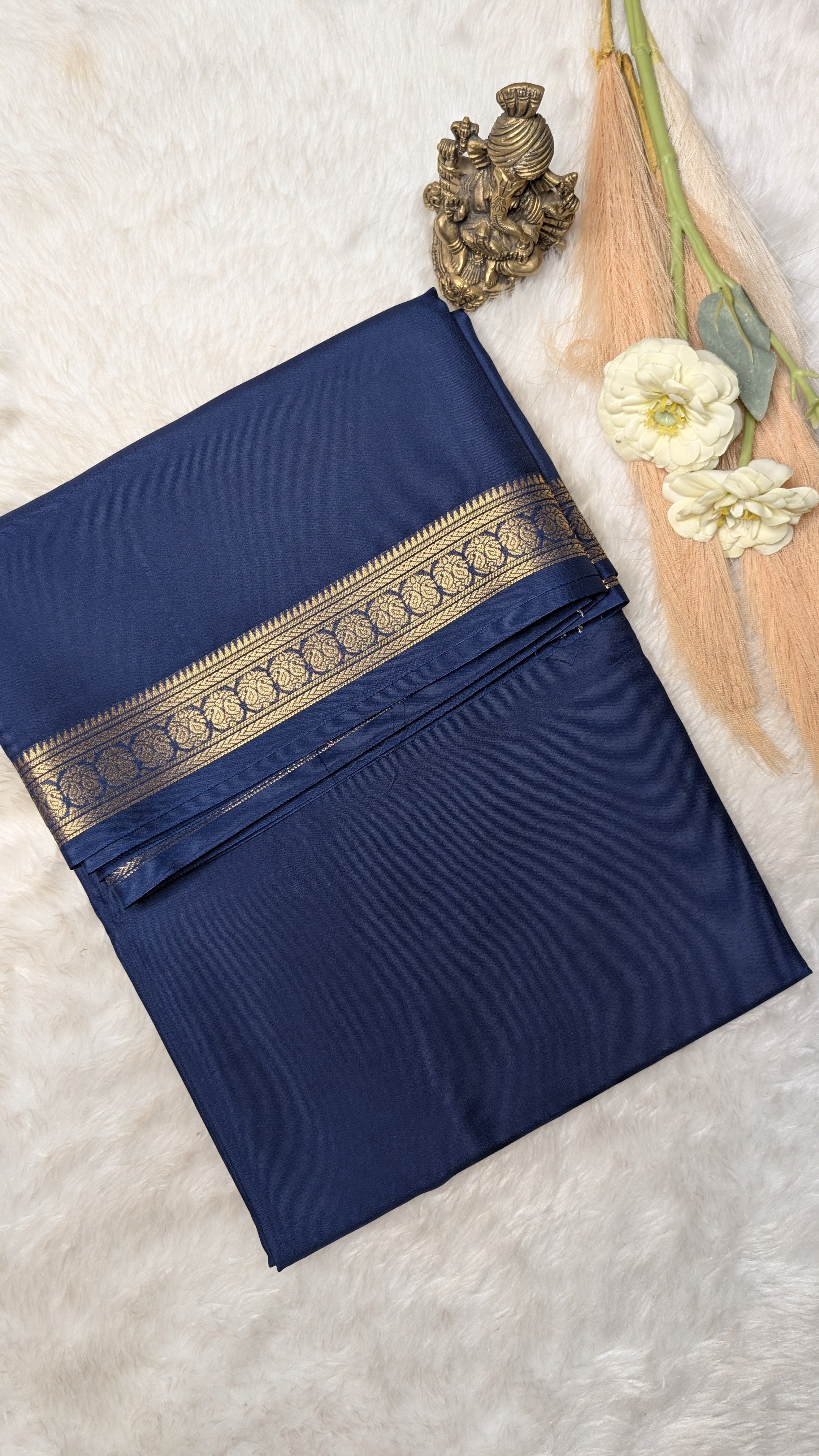 Semi Mysore Silk Saree-Small Border