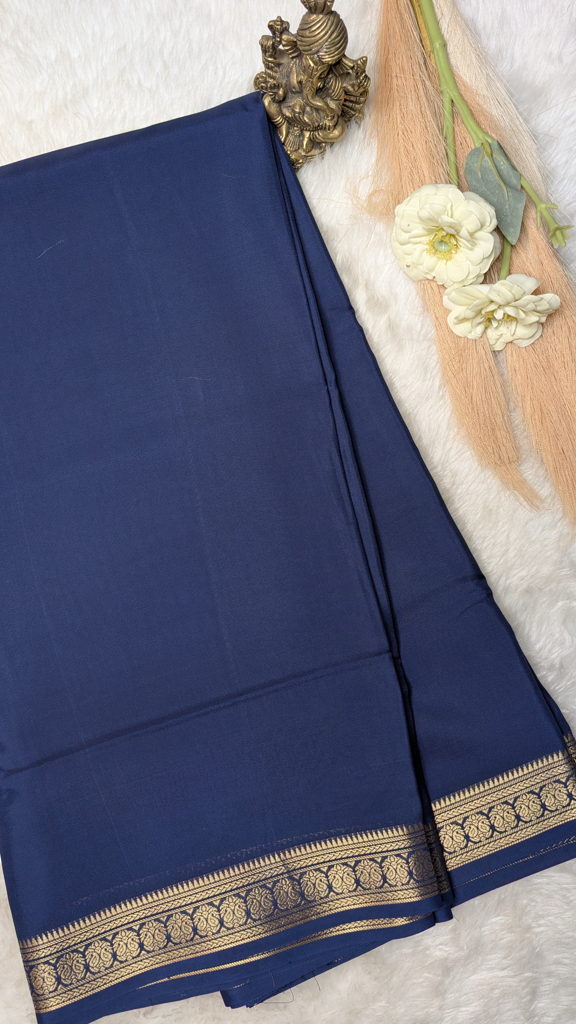 Semi Mysore Silk Saree-Small Border