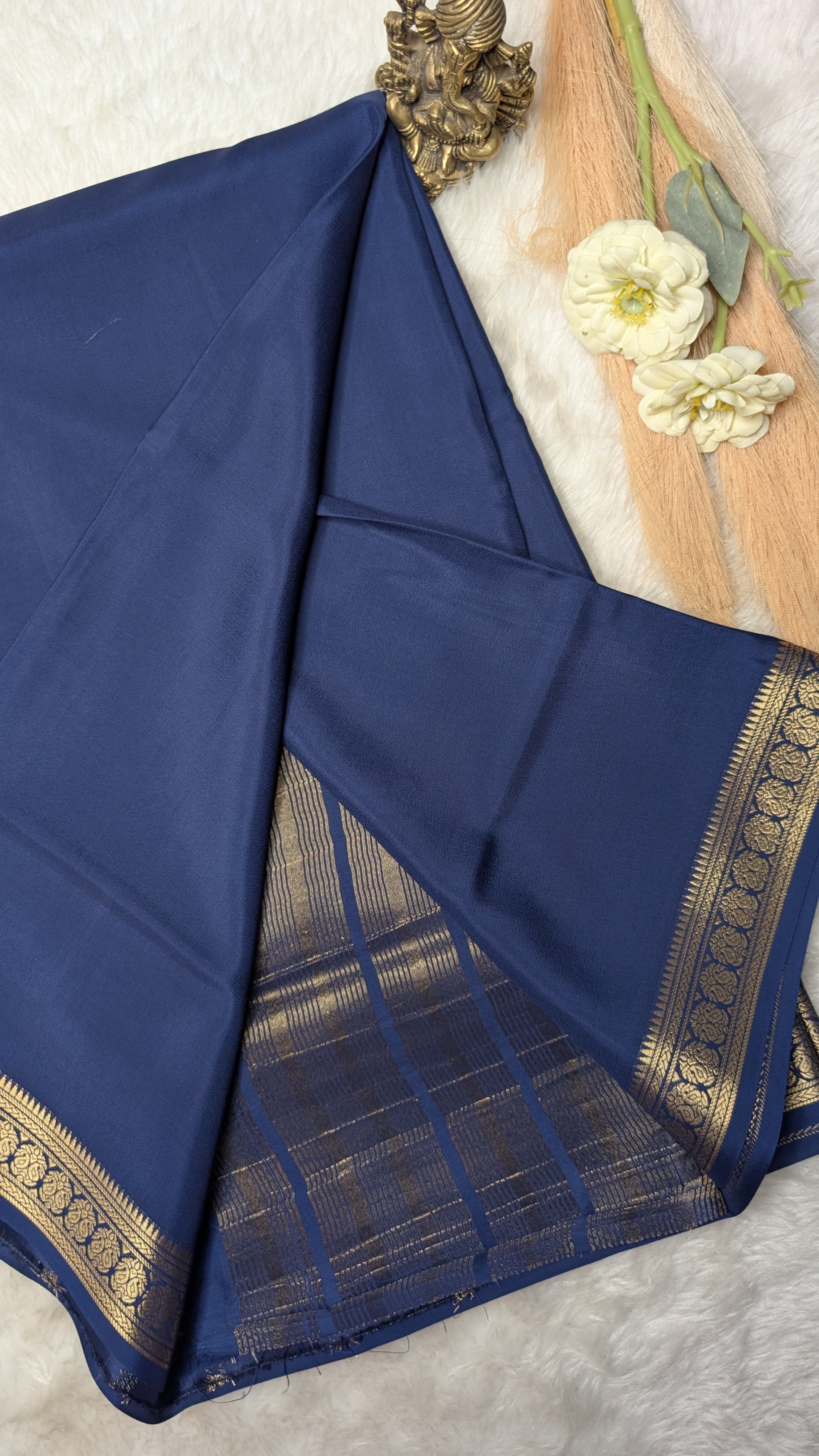 Semi Mysore Silk Saree-Small Border